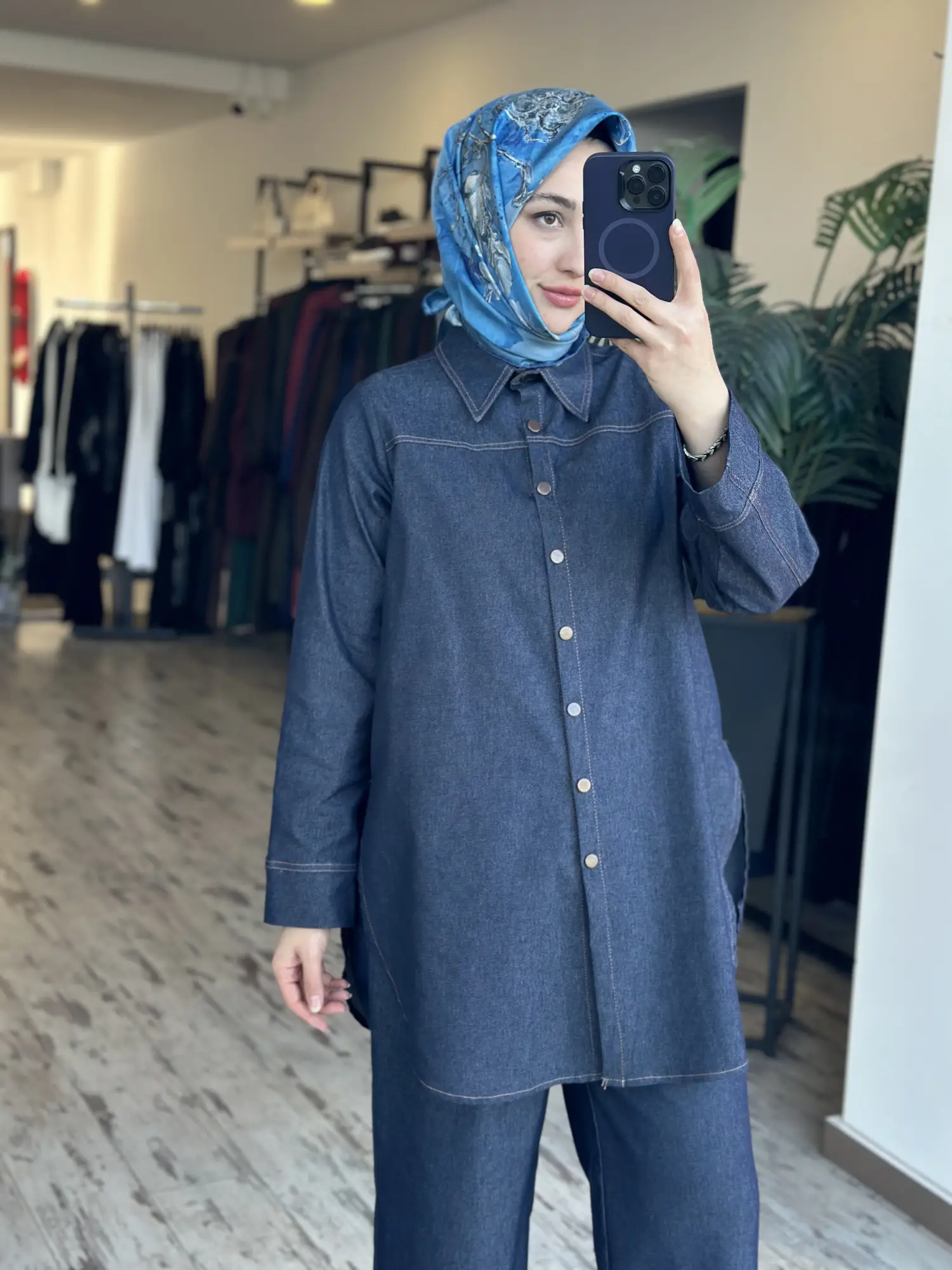 Zems Spor Dikiş Detaylı Denim Gömlek Pantolon Takım 2T070