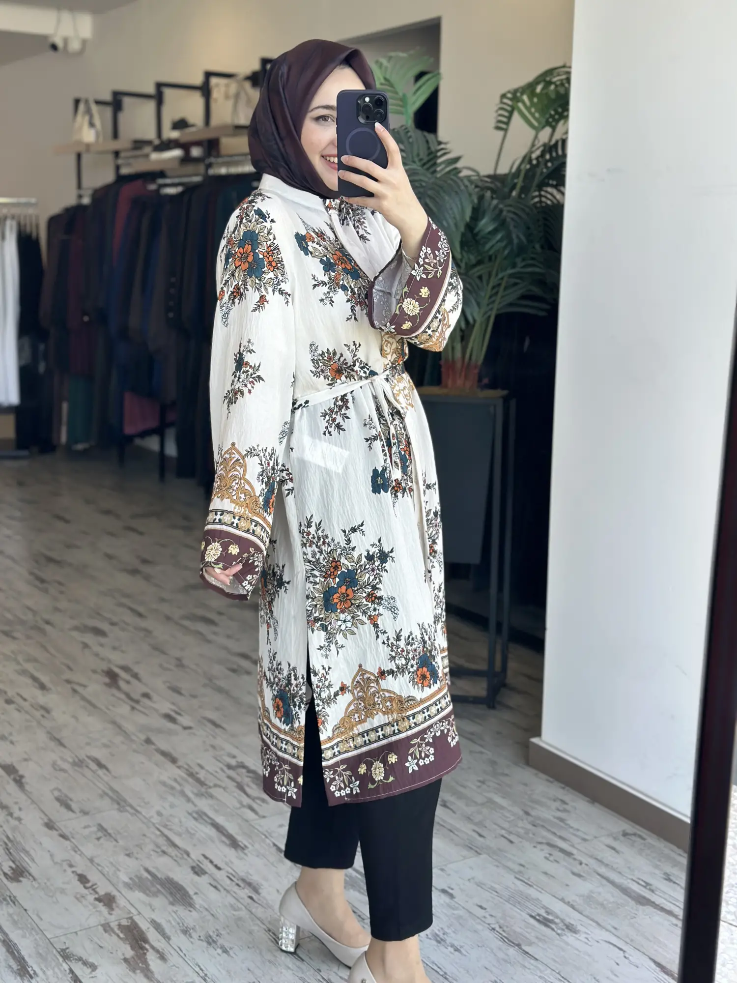 Kayra Desenli Maxi Boy Gömlek / Tunik KA21197