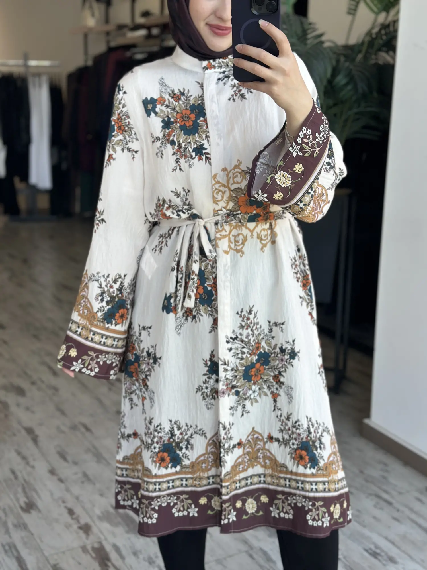Kayra Desenli Maxi Boy Gömlek / Tunik KA21197
