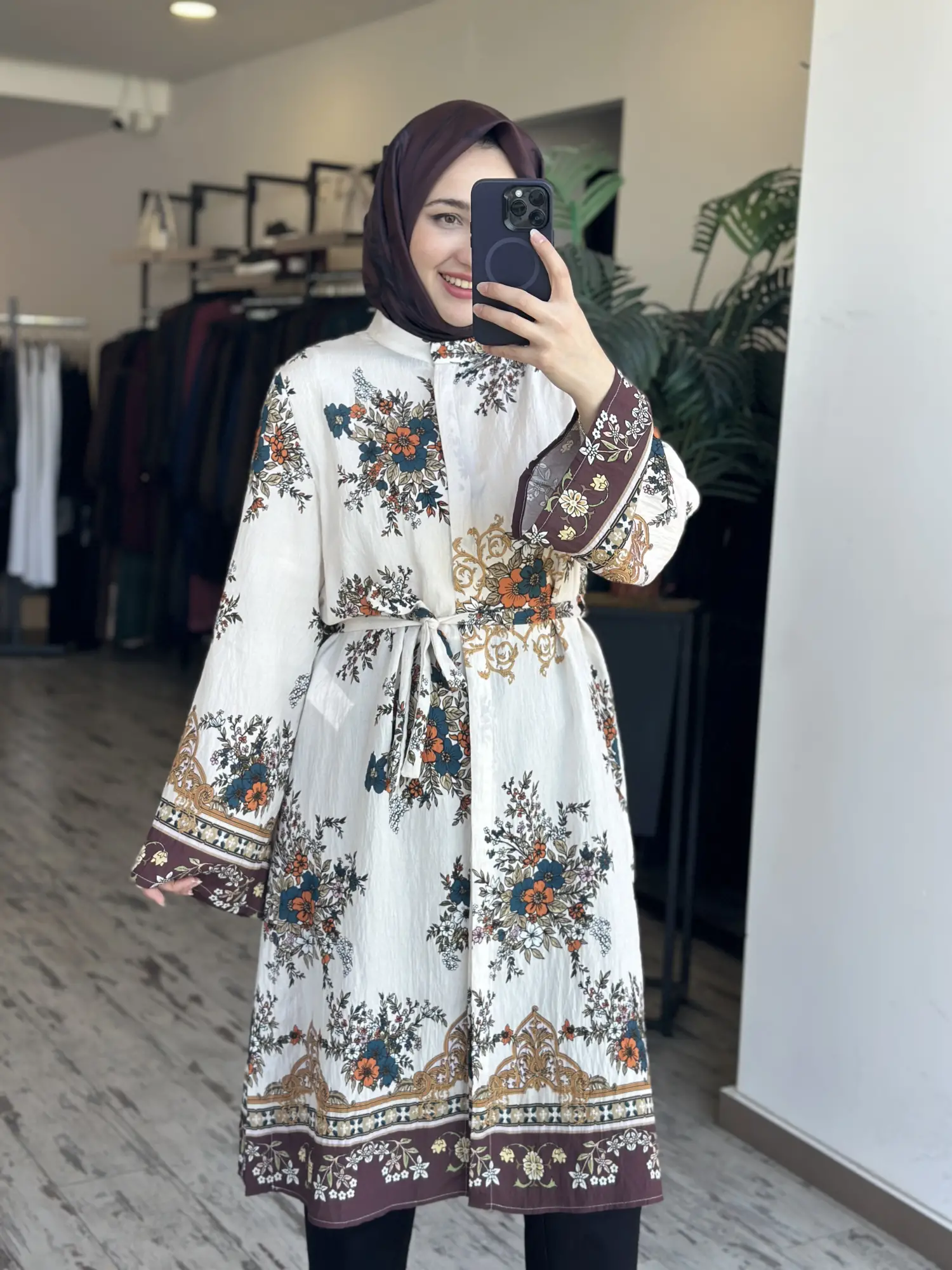 Kayra Desenli Maxi Boy Gömlek / Tunik KA21197