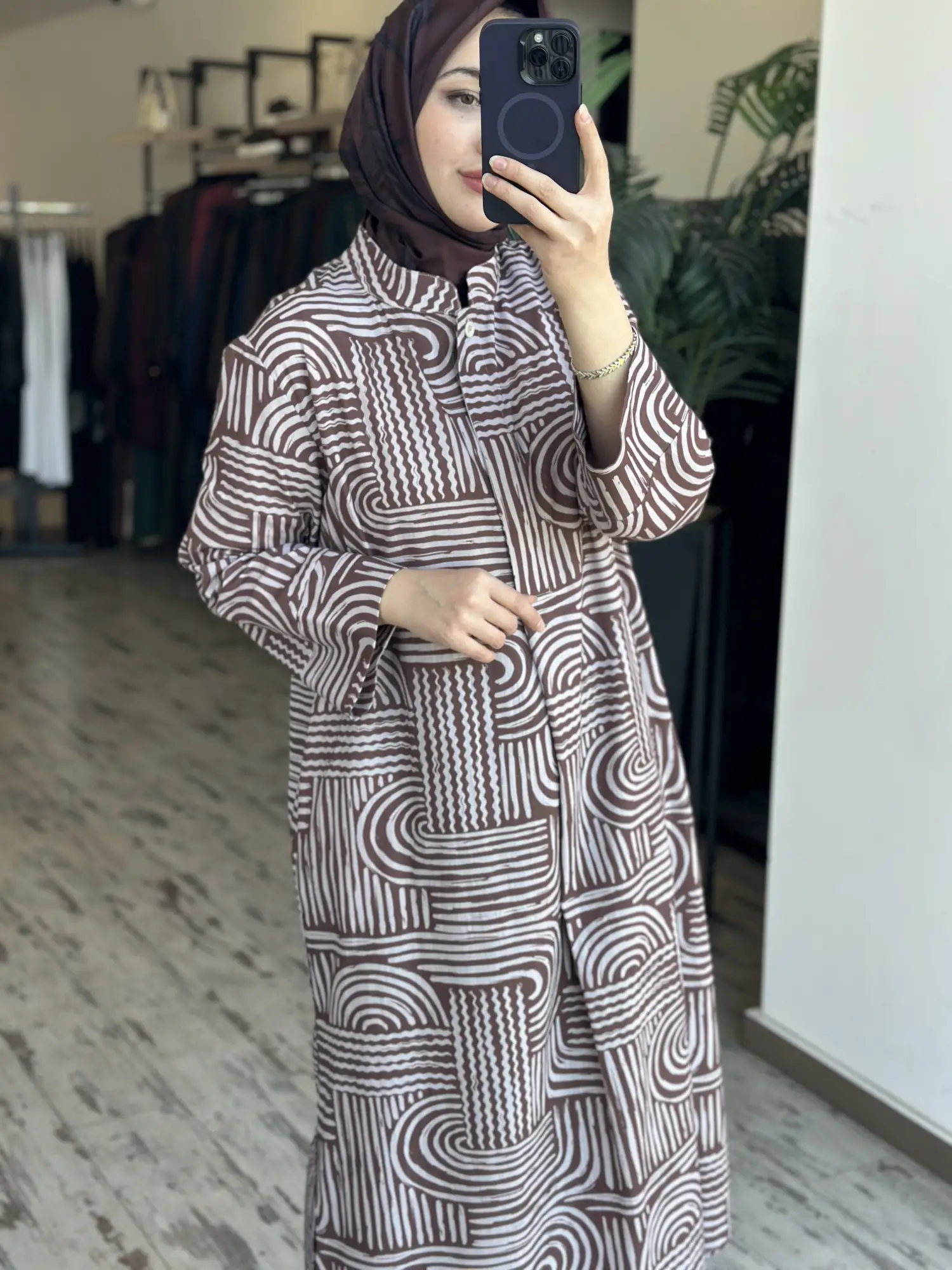 Kayra Desenli Yandan Yırtmaçlı Tam Boy Tunik KA21130