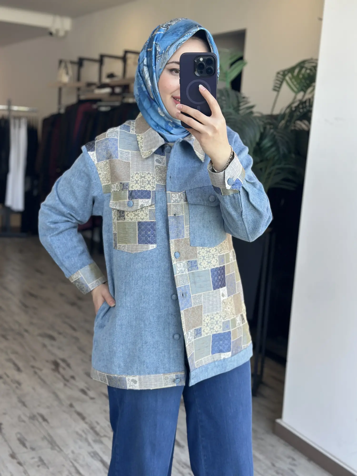 Kayra Brokar Kumaş Detaylı Düğmeli Ceket  KA73023