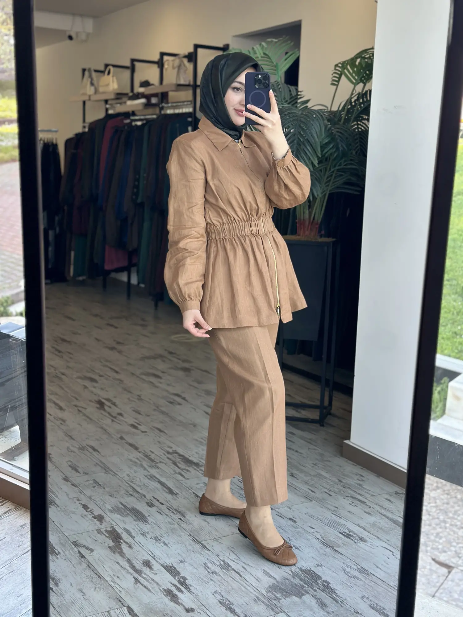 Vuu Önden Fermuarlı Keten Kap Pantolon Takım