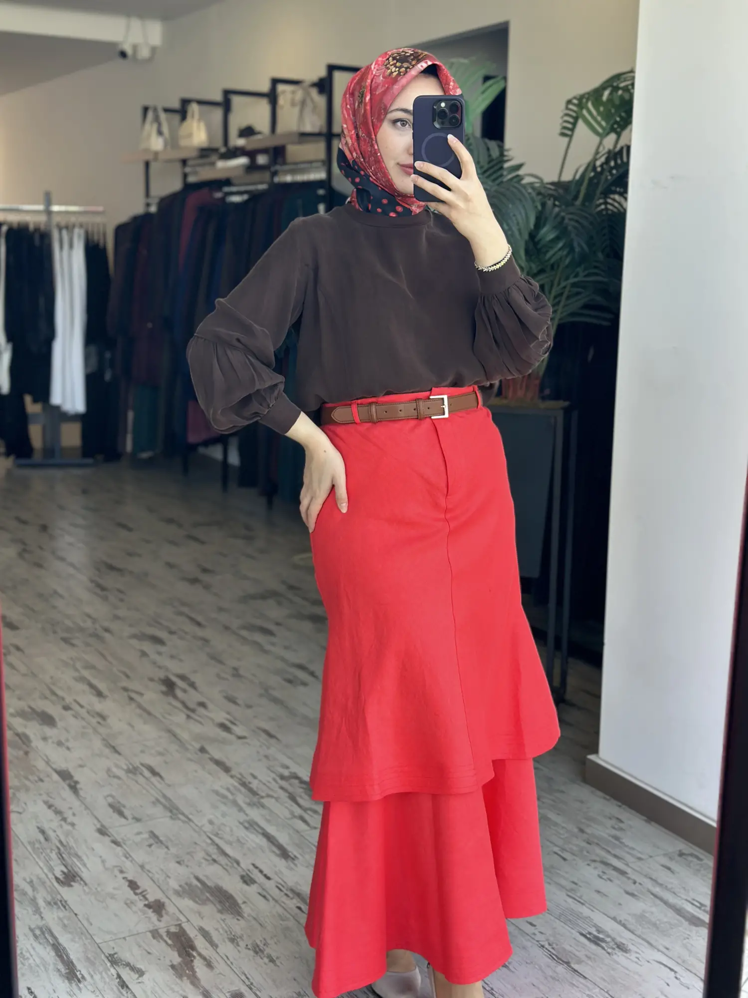 Vuu İki Katlı Volanlı Keten Etek