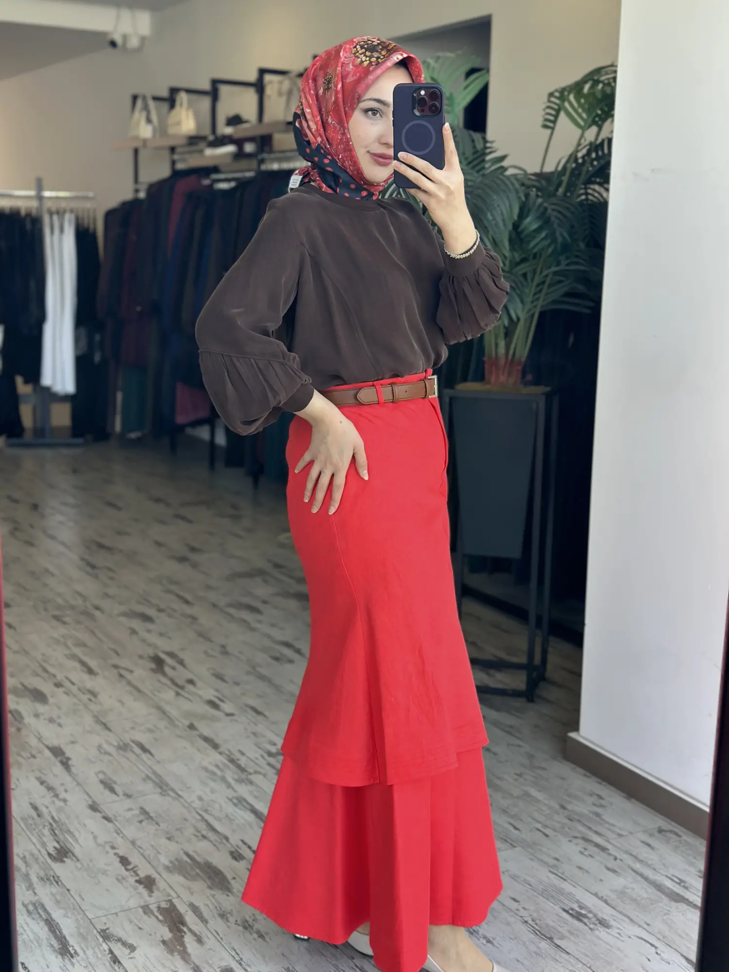 Vuu İki Katlı Volanlı Keten Etek