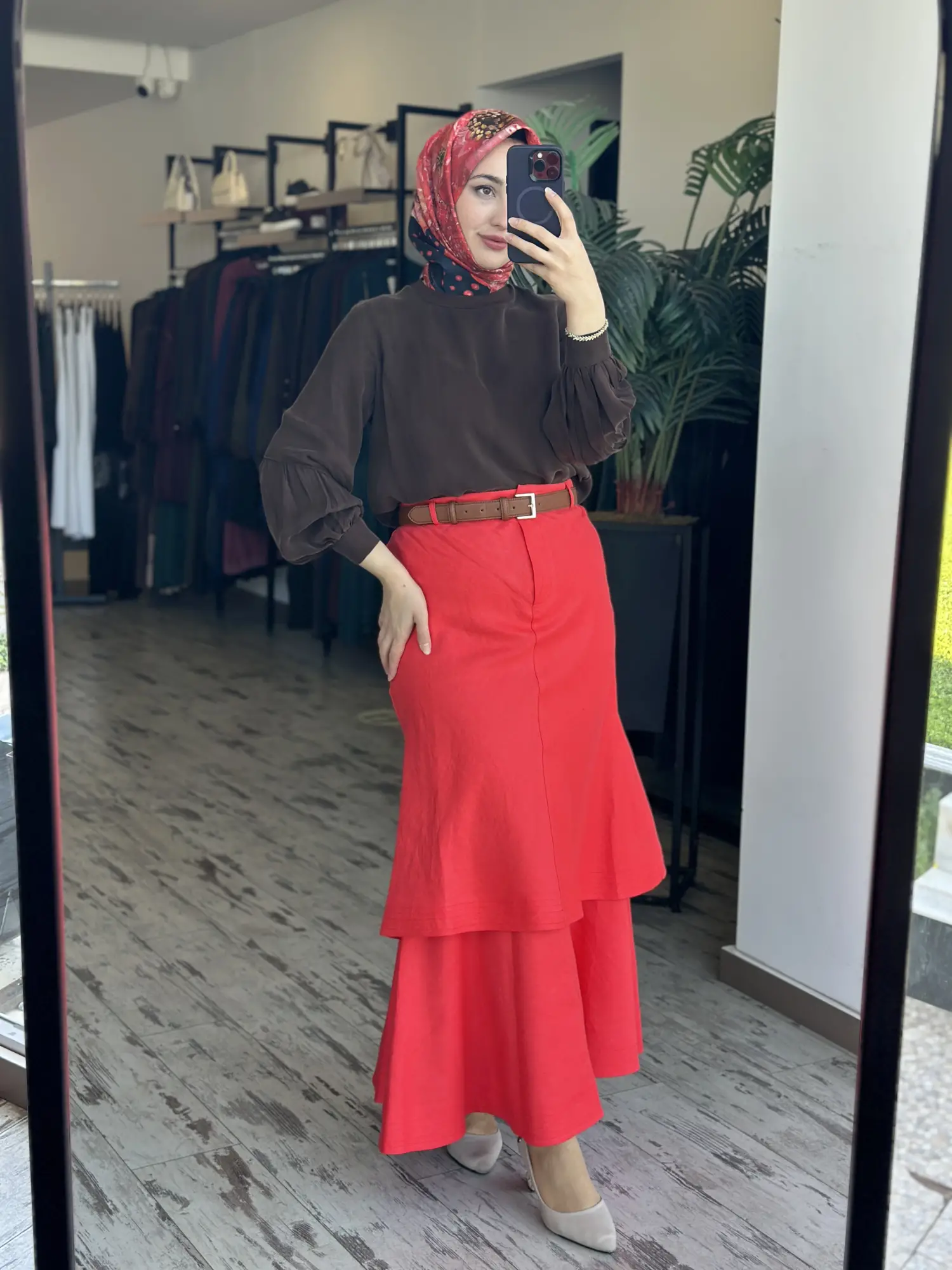 Vuu İki Katlı Volanlı Keten Etek