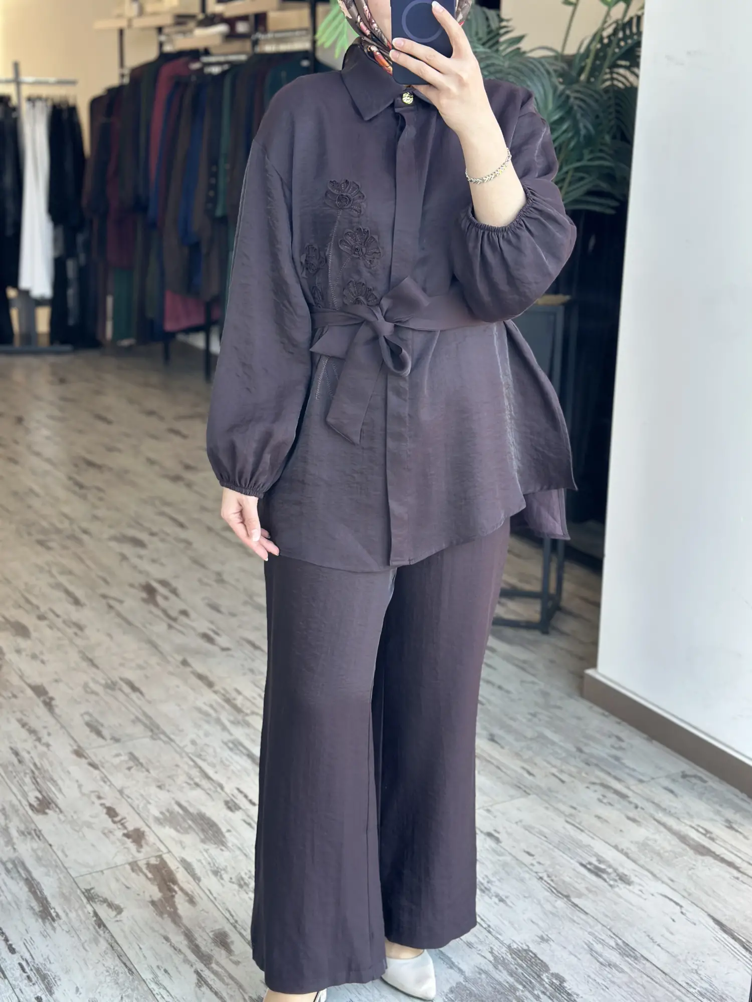 MAQ Organze Nakış İşlemeli Gömlek Pantolon Takım