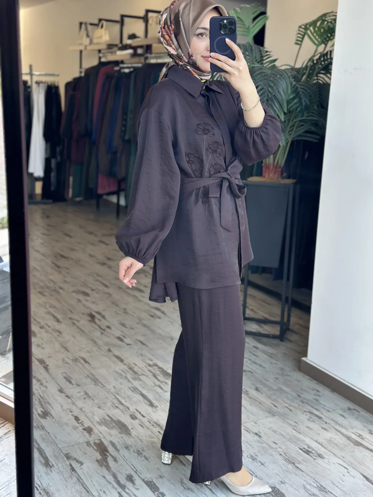 MAQ Organze Nakış İşlemeli Gömlek Pantolon Takım