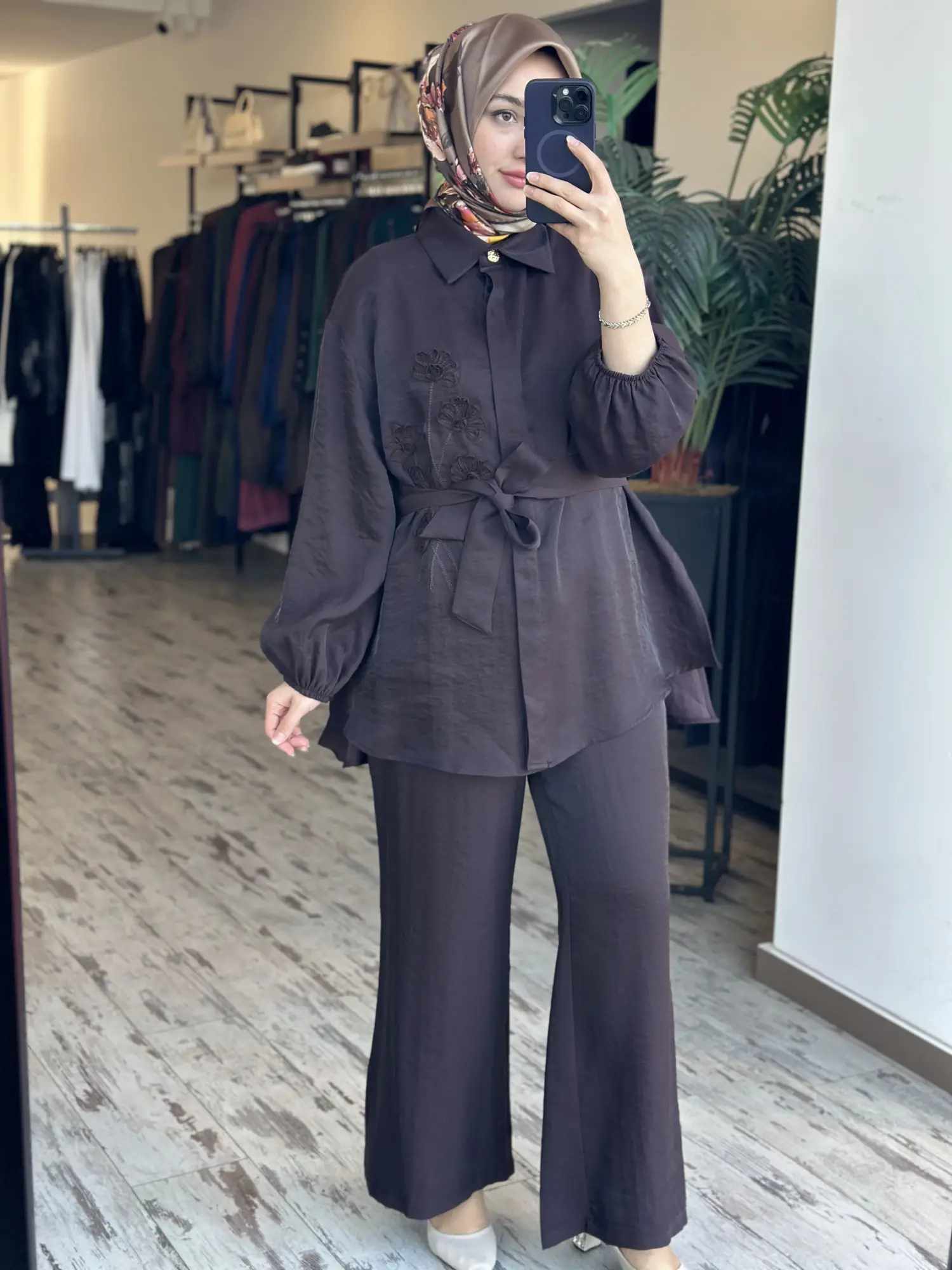 MAQ Organze Nakış İşlemeli Gömlek Pantolon Takım