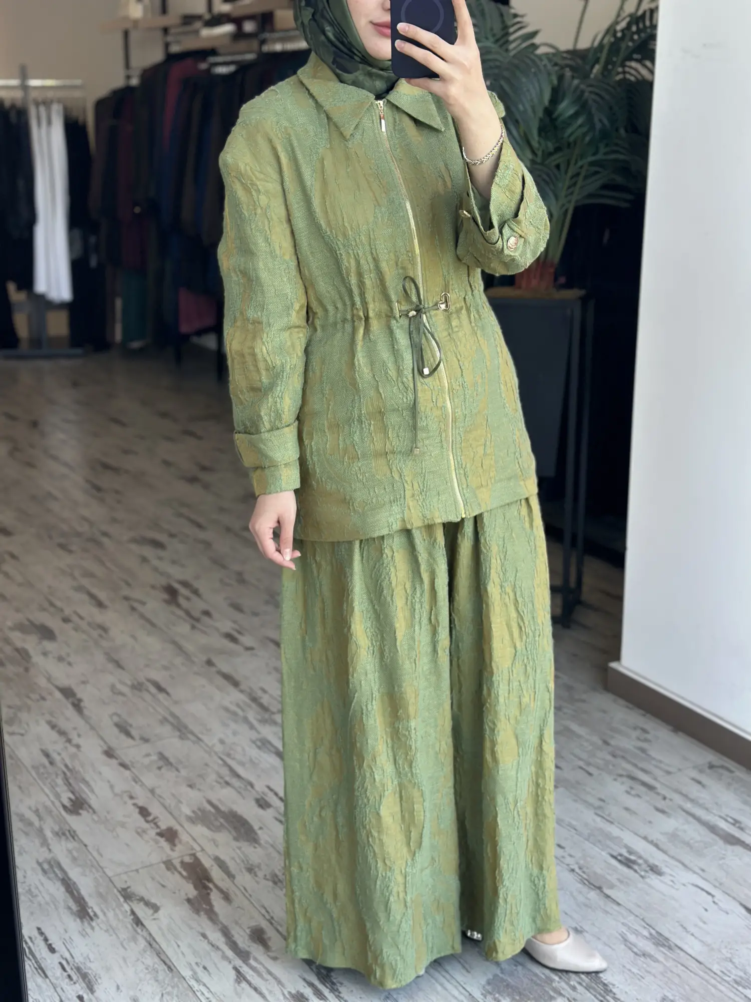 Vuu Jakarlı Dokulu Keten Ceket Pantolon Takım