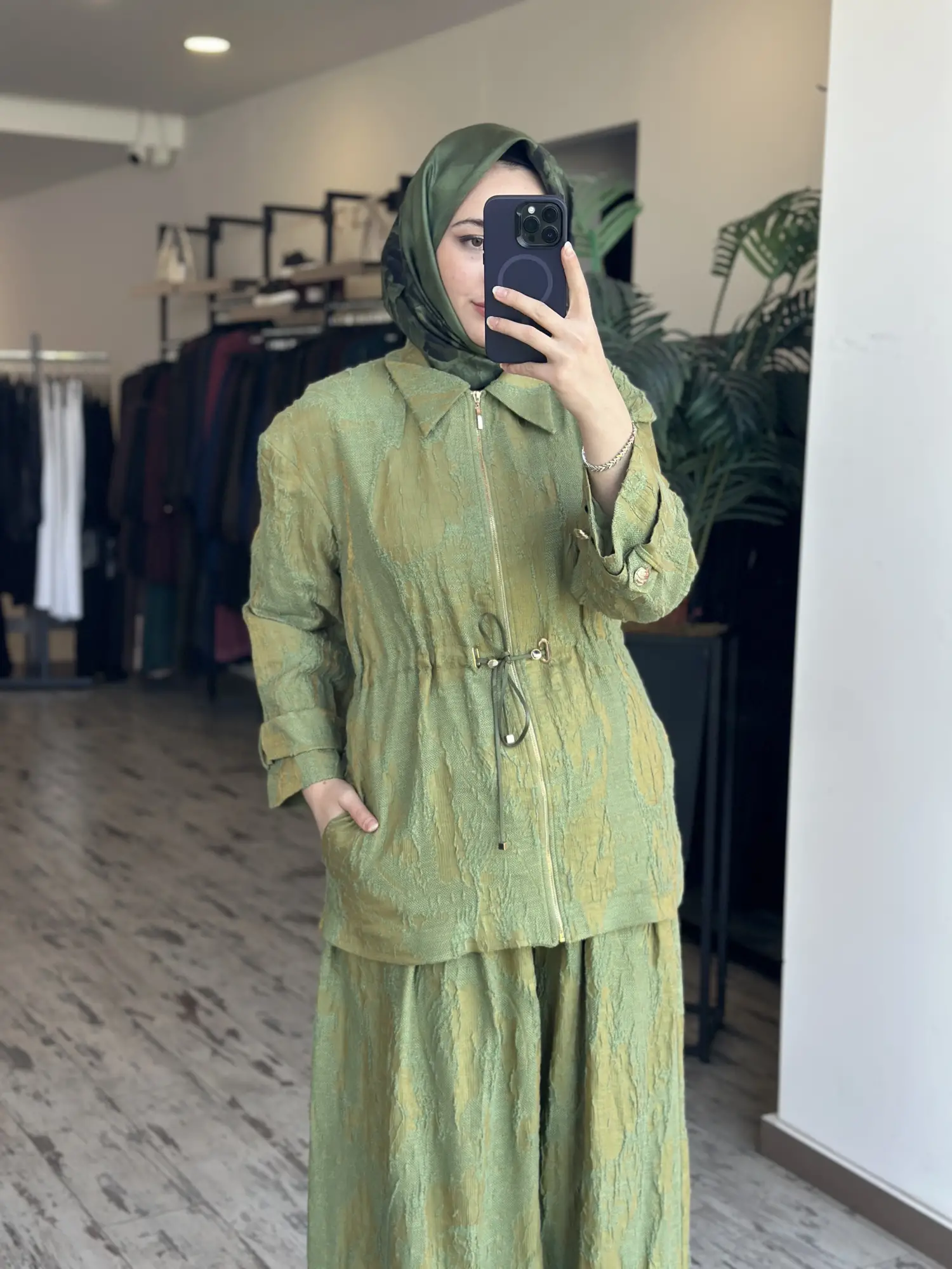 Vuu Jakarlı Dokulu Keten Ceket Pantolon Takım