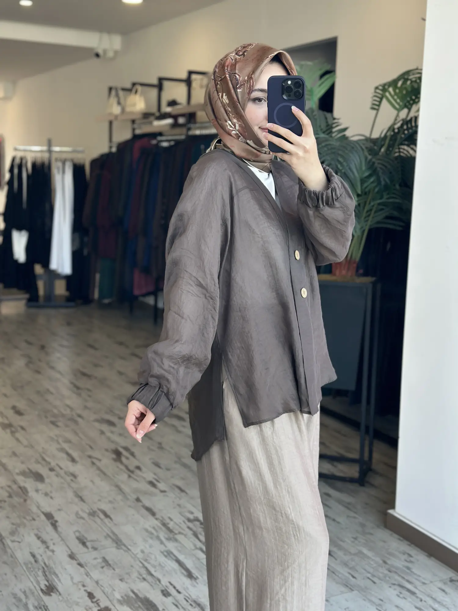 Almarwah Kolları Büzgülü Düğmeli Tencel Ceket 405024