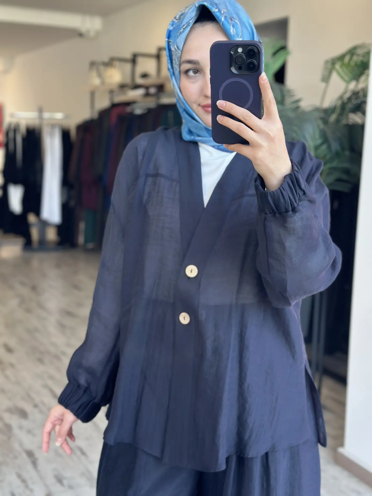 Almarwah Kolları Büzgülü Düğmeli Tencel Ceket 405024