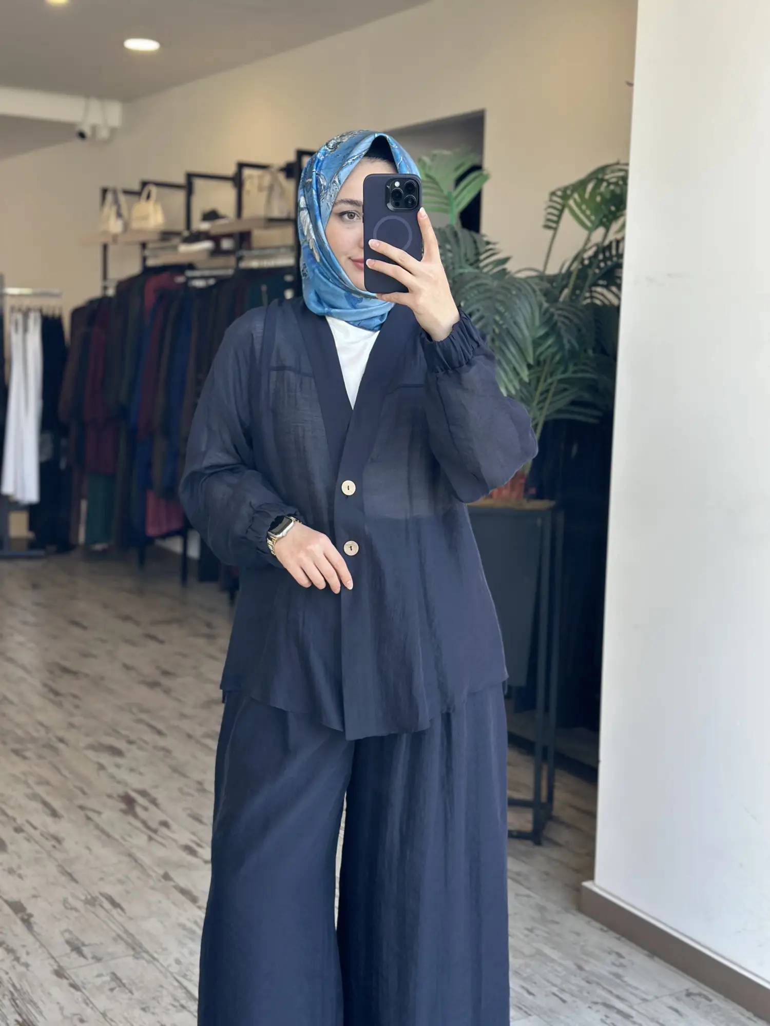 Almarwah Kolları Büzgülü Düğmeli Tencel Ceket 405024