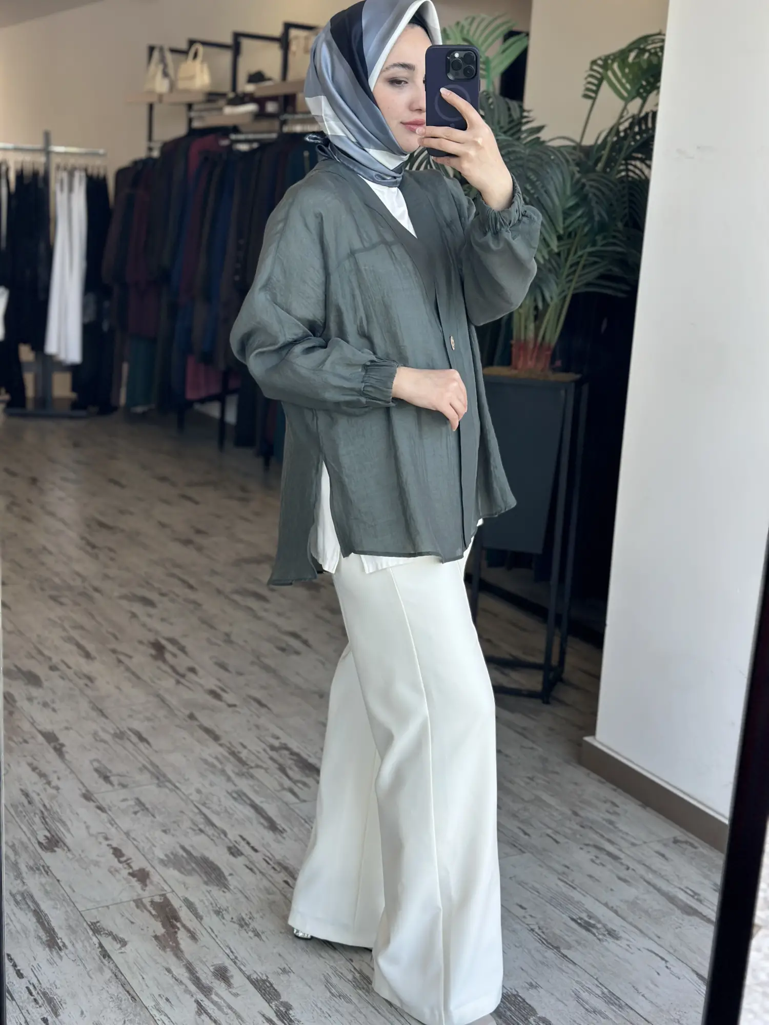 Almarwah Kolları Büzgülü Düğmeli Tencel Ceket 405024