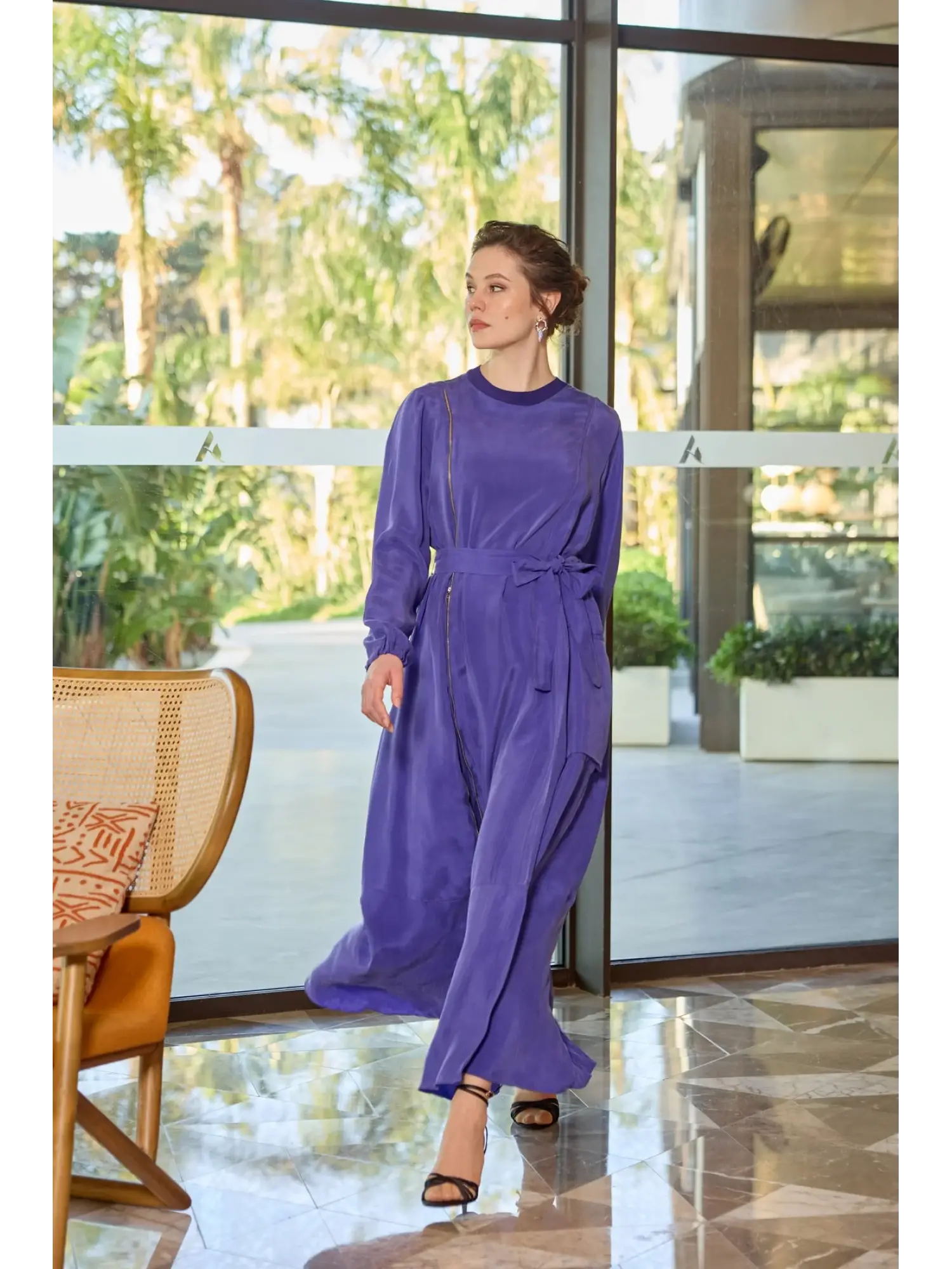 Misswhence Fermuar ve Cep Detaylı Cupra İpek Elbise 39809