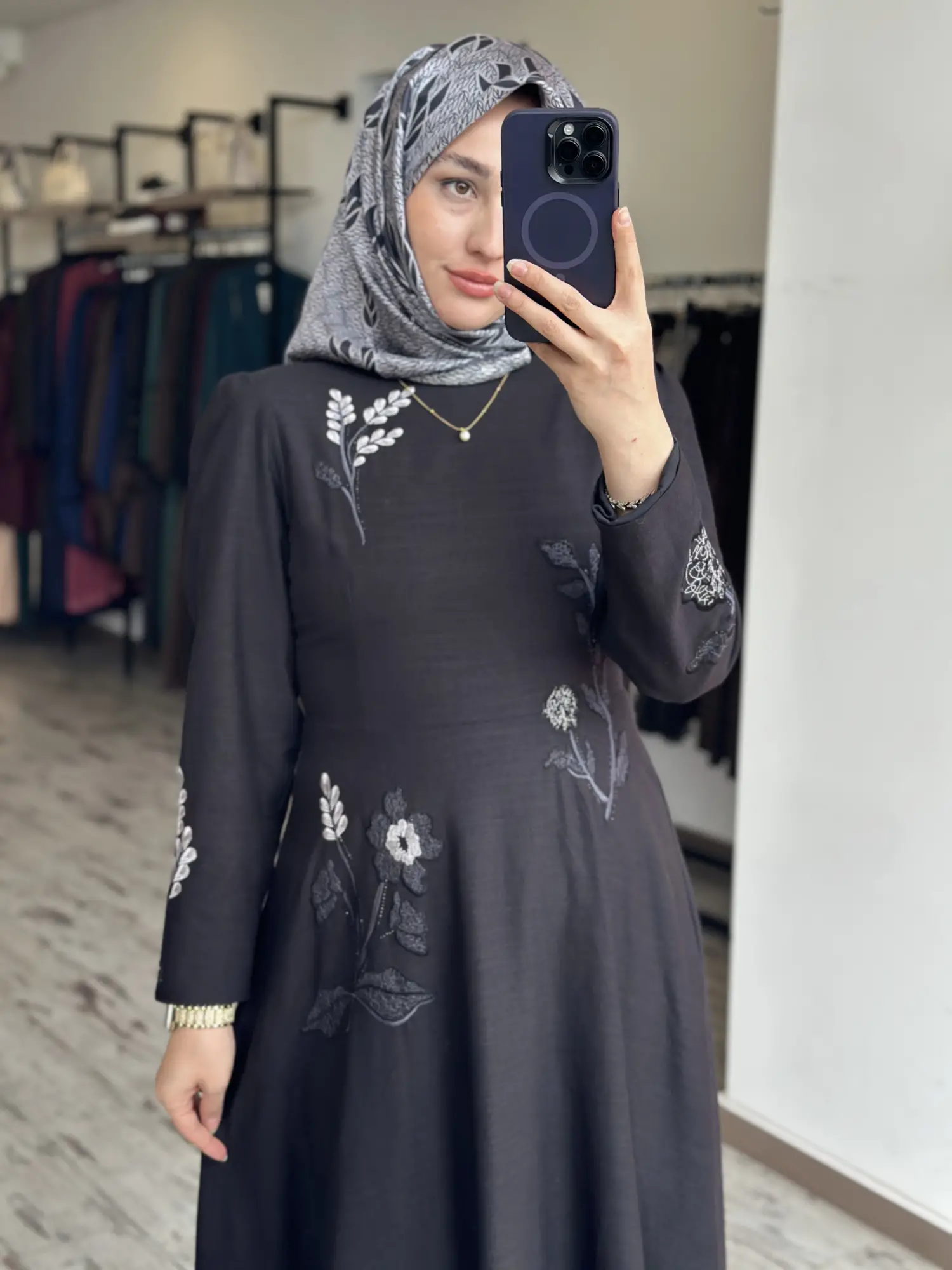 Qupra Nakış Detaylı Volanlı Keten Elbise WAD1528