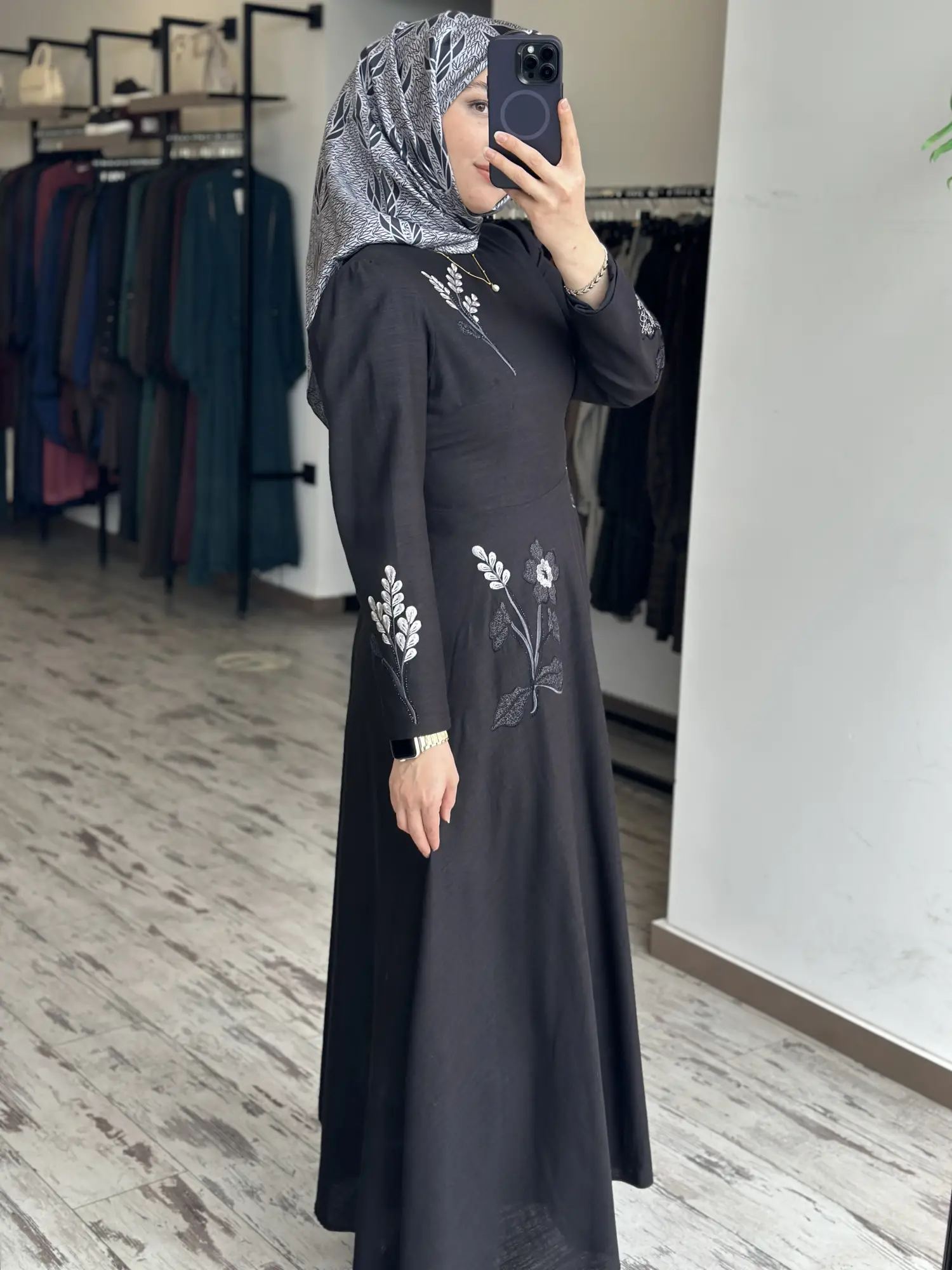 Qupra Nakış Detaylı Volanlı Keten Elbise WAD1528