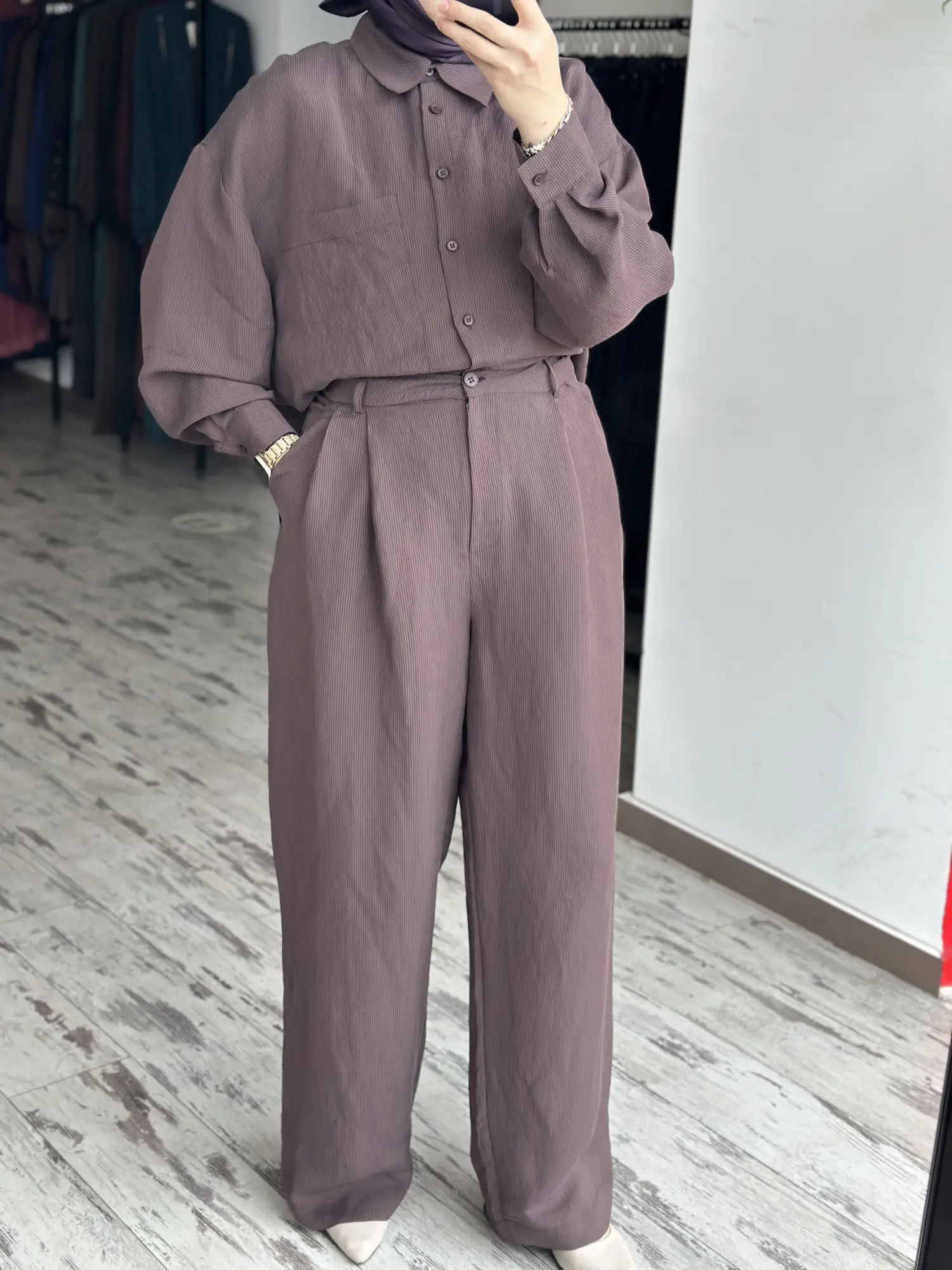 QooQ Store Pens Detaylı Çizgili Silva Pantolon 26SS309