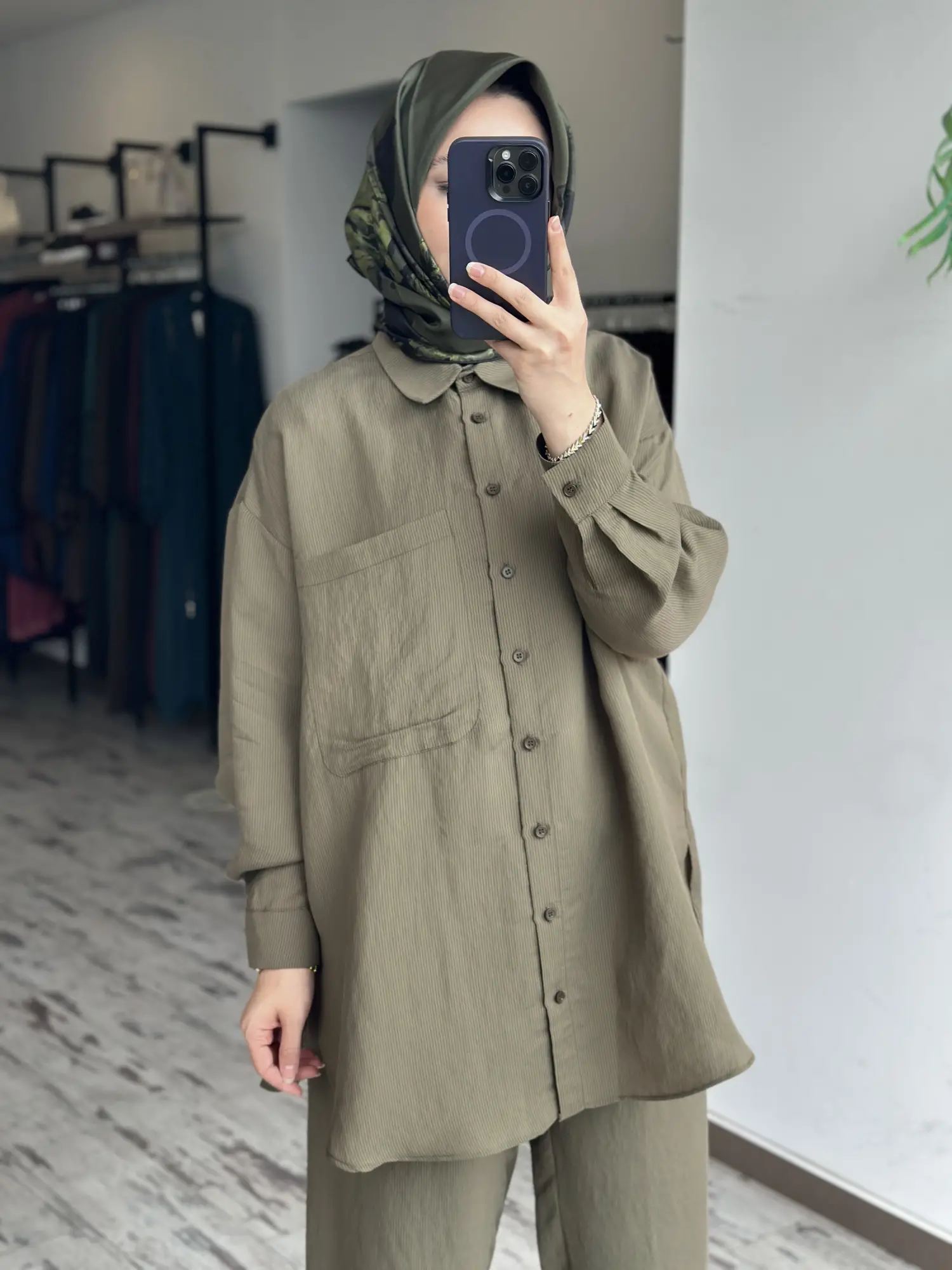 QooQ Store Çizgi ve Cep Detaylı Tencel Silva Gömlek 26SS209