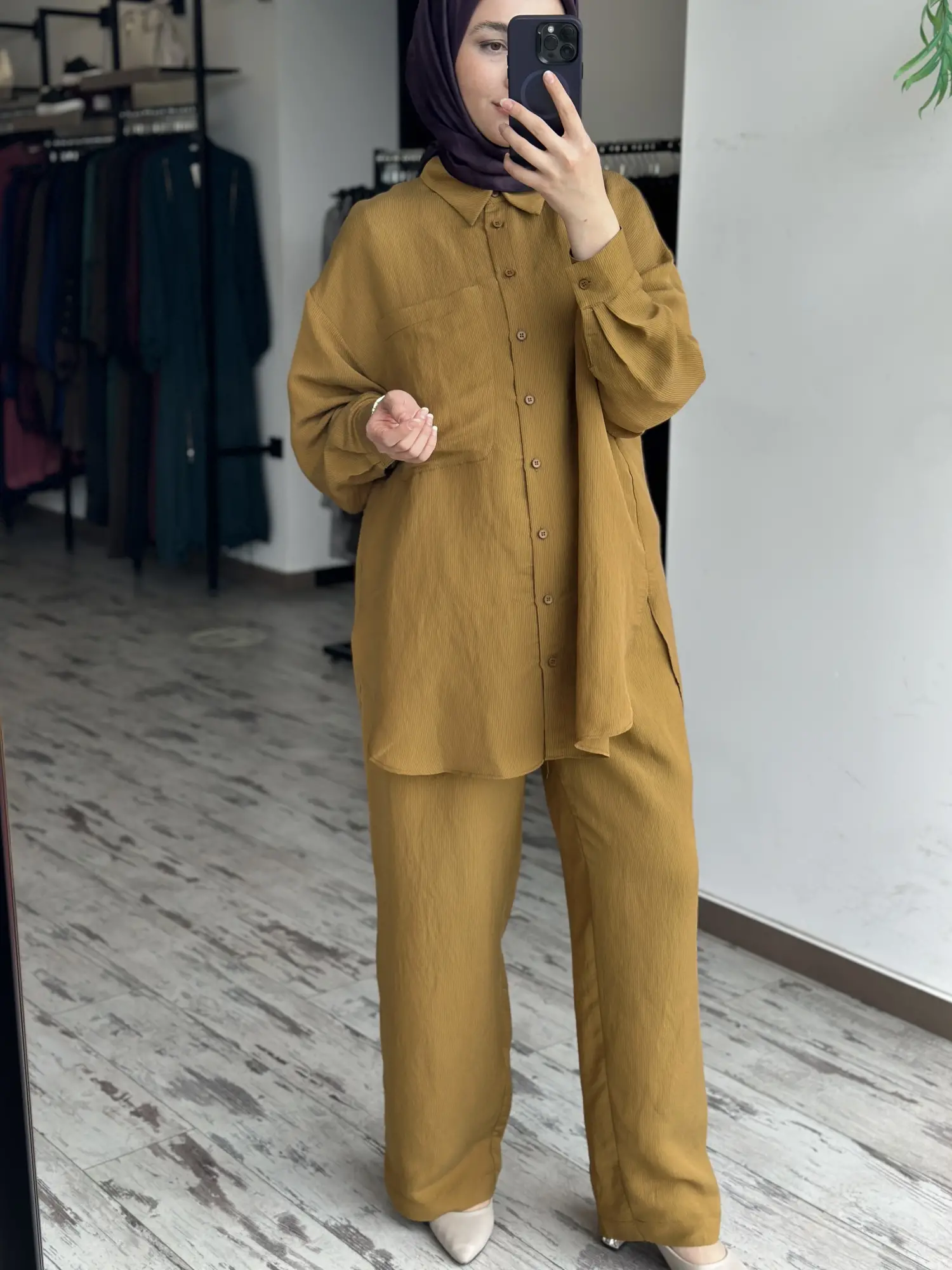 QooQ Store Çizgi ve Cep Detaylı Tencel Silva Gömlek 26SS209