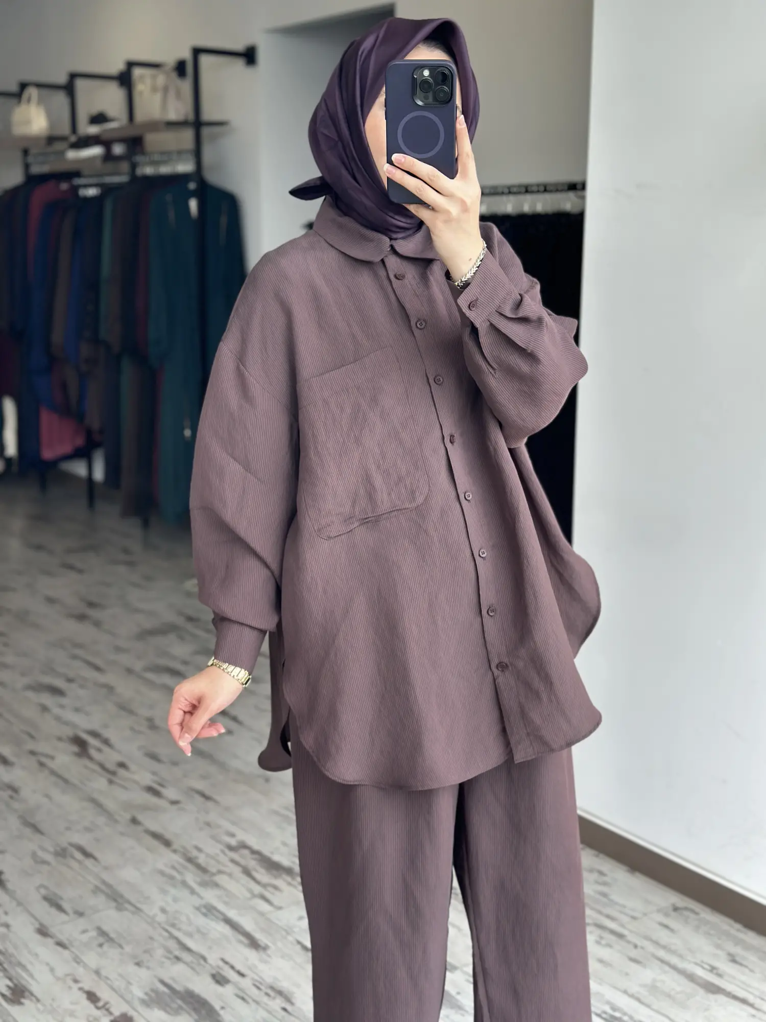 QooQ Store Çizgi ve Cep Detaylı Tencel Silva Gömlek 26SS209