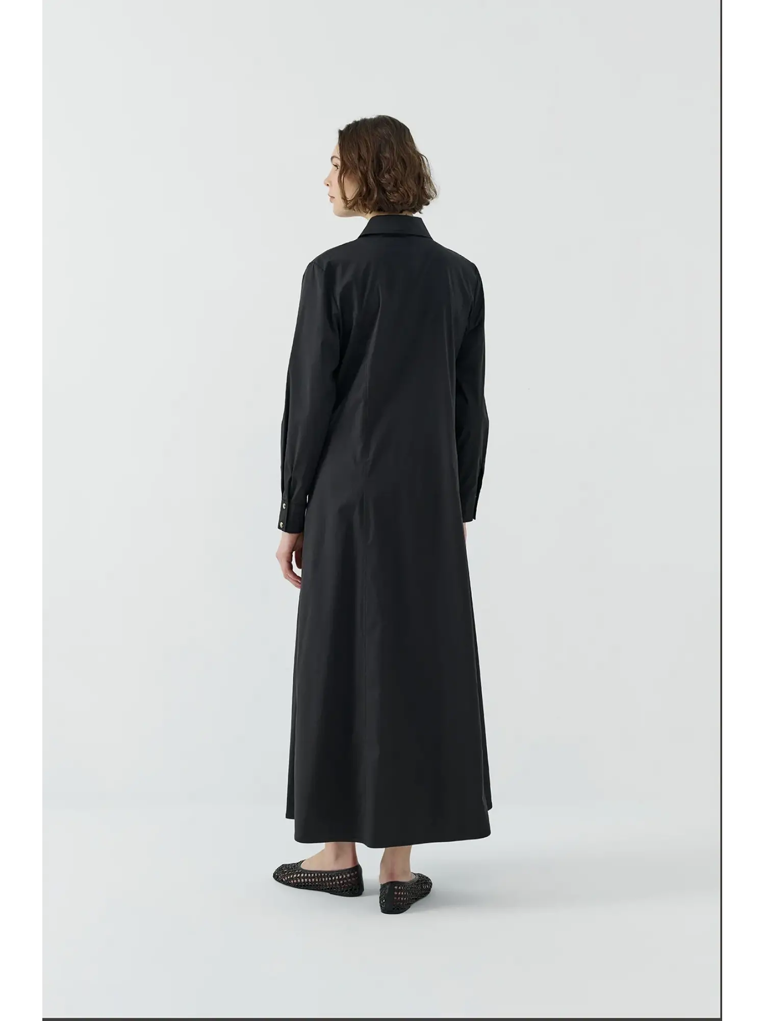 Clande Korsaj Bacık Detaylı Yaka Fermuarlı Poplin Elbise