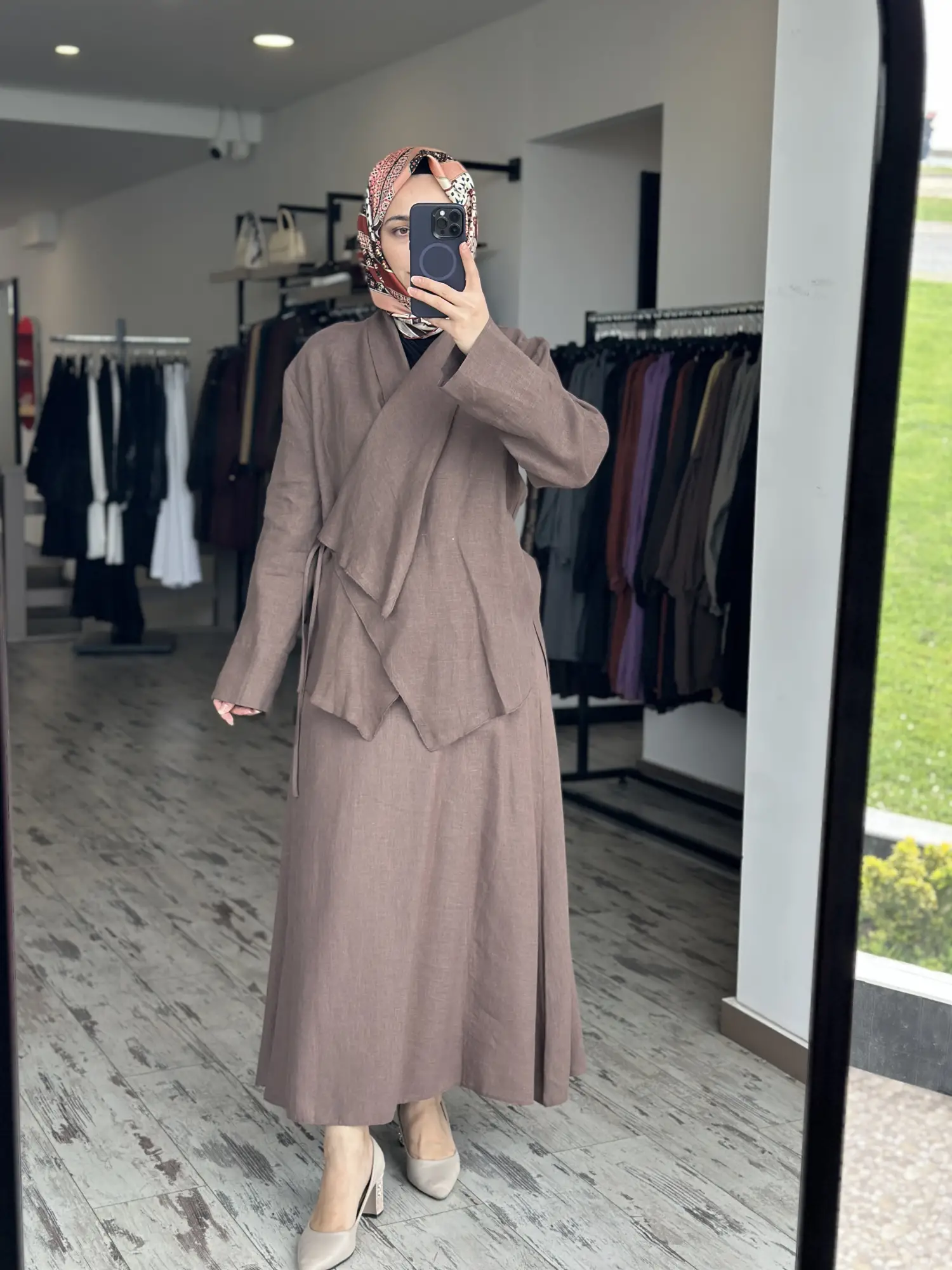 Clande Keten Kimono Etek Takım