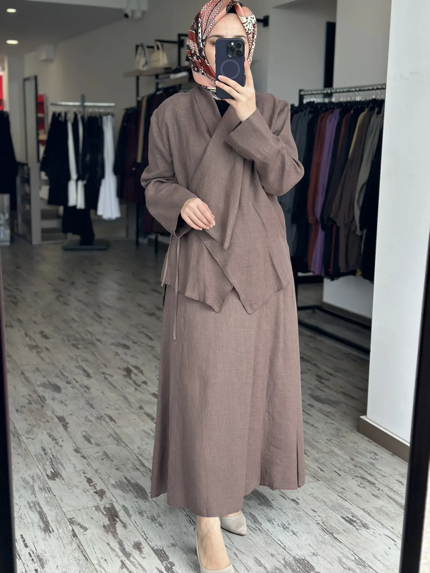 Clande Keten Kimono Etek Takım