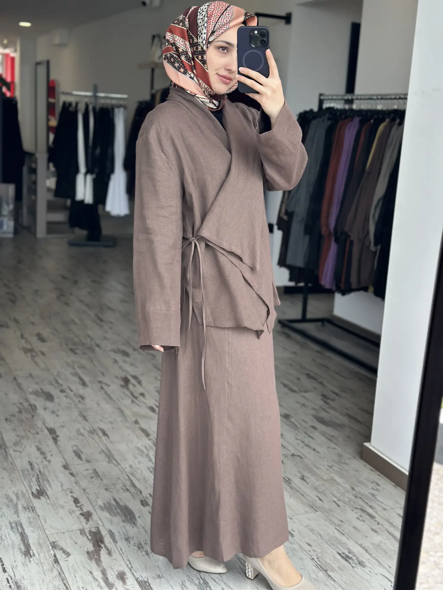 Clande Keten Kimono Etek Takım