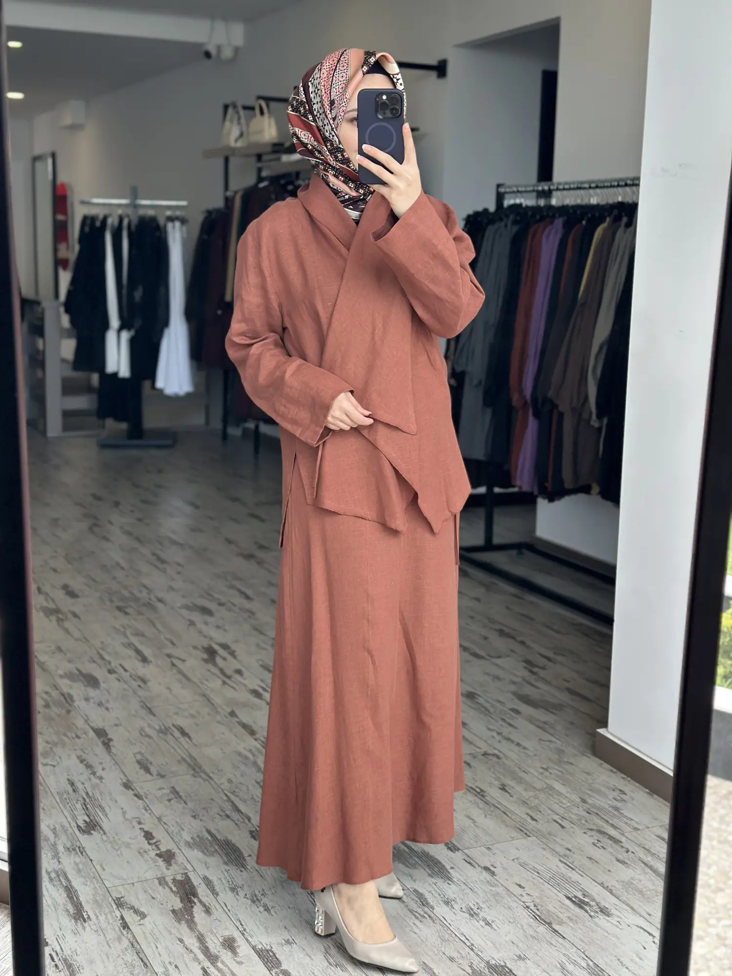 Clande Keten Kimono Etek Takım