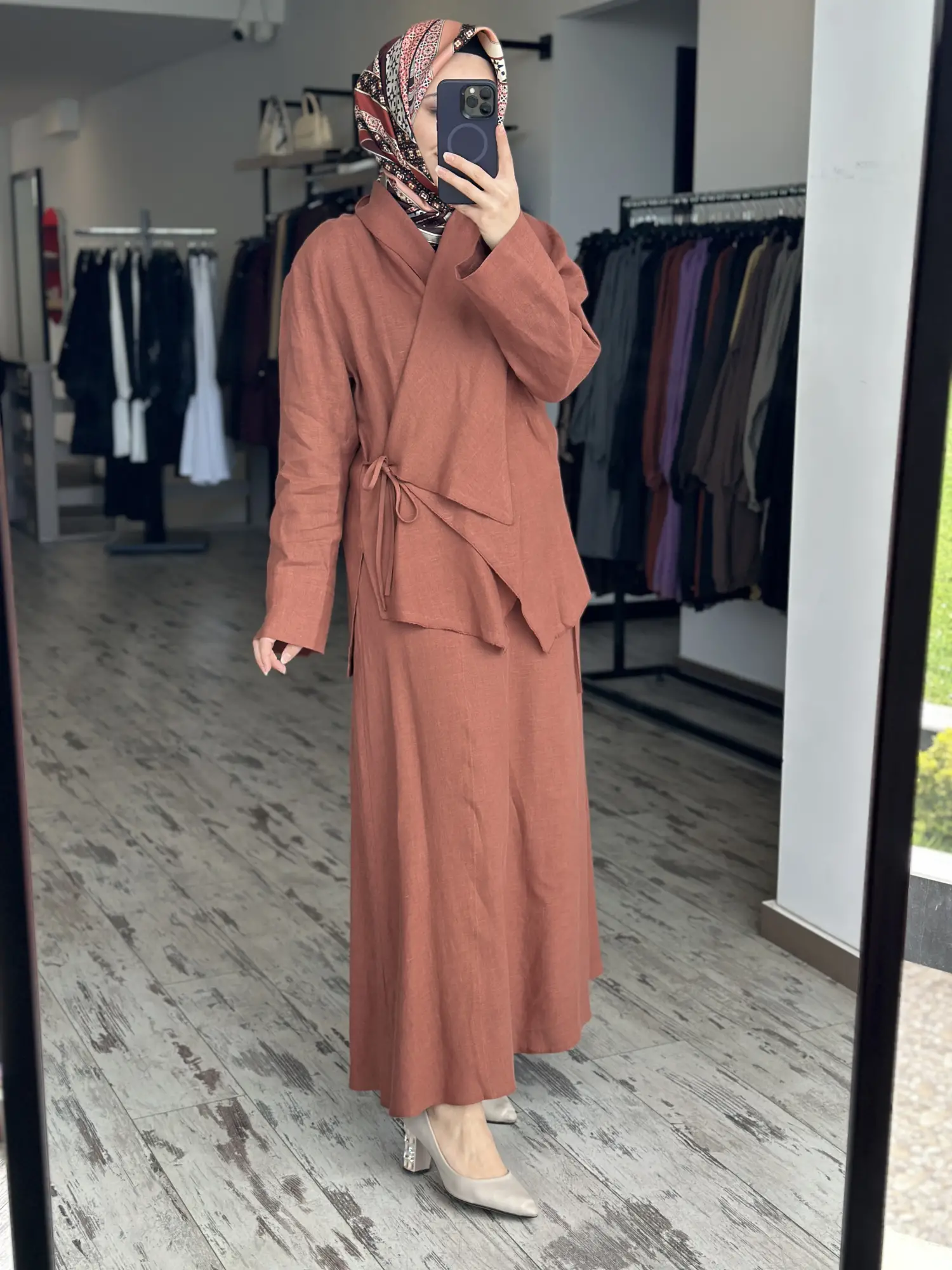 Clande Keten Kimono Etek Takım