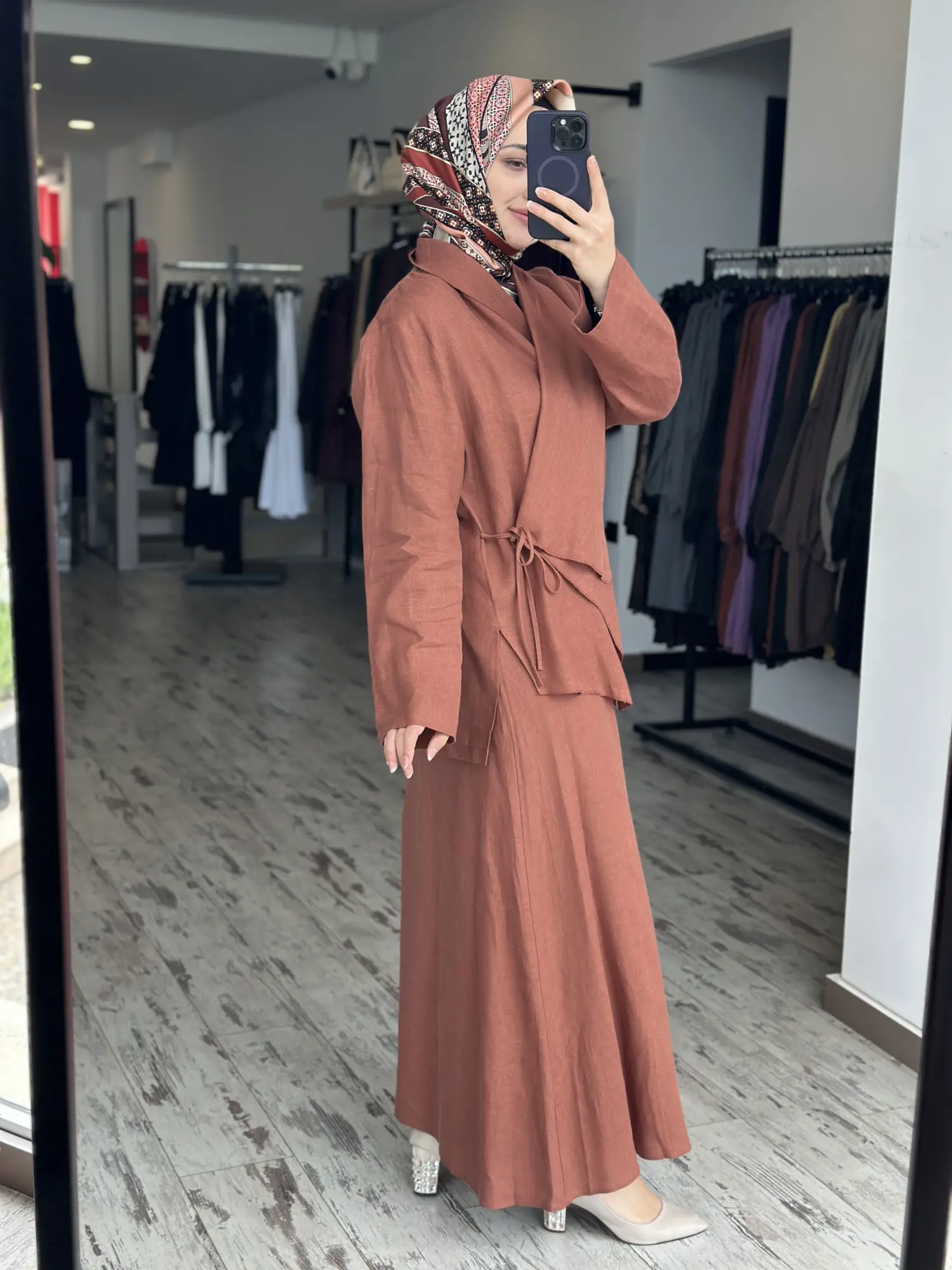 Clande Keten Kimono Etek Takım