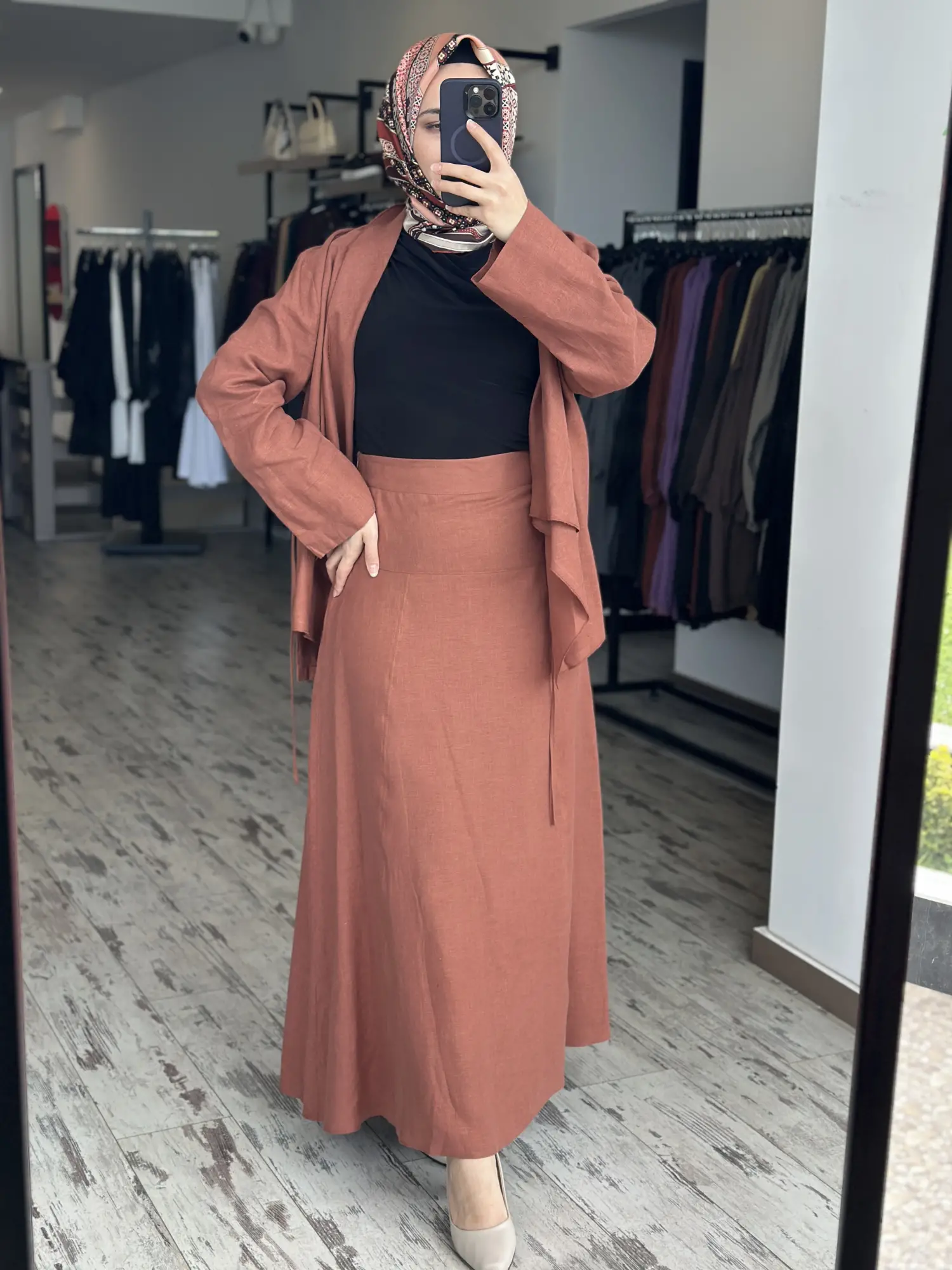 Clande Keten Kimono Etek Takım