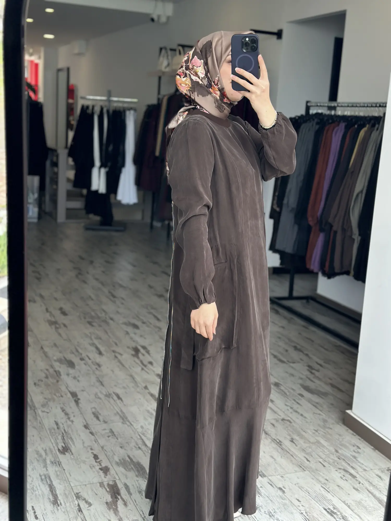 Misswhence Şifon Şal Detaylı  Geniş Kol Cupra İpek Pardesü 39506