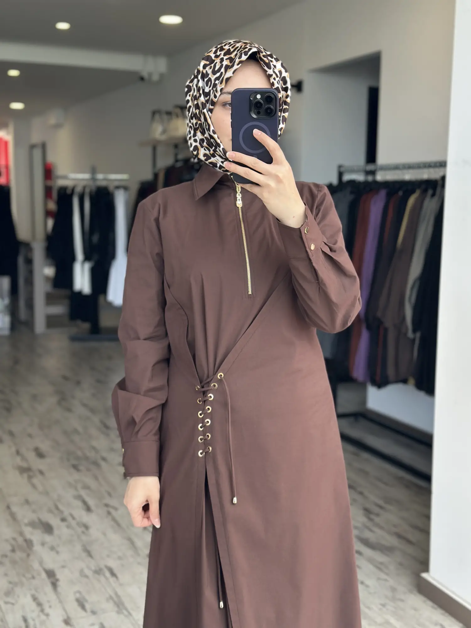 Clande Korsaj Bacık Detaylı Yaka Fermuarlı Poplin Elbise