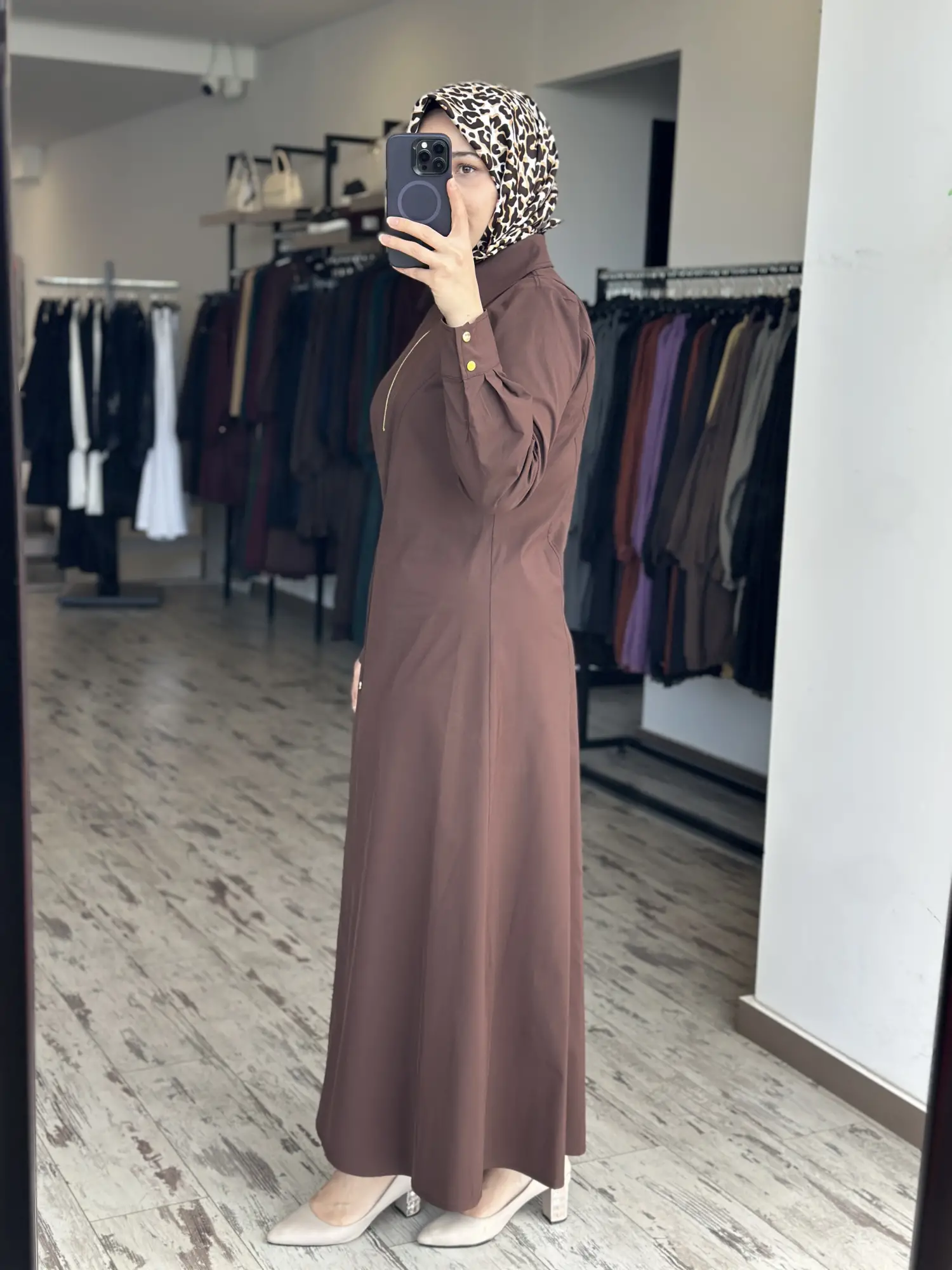 Clande Korsaj Bacık Detaylı Yaka Fermuarlı Poplin Elbise