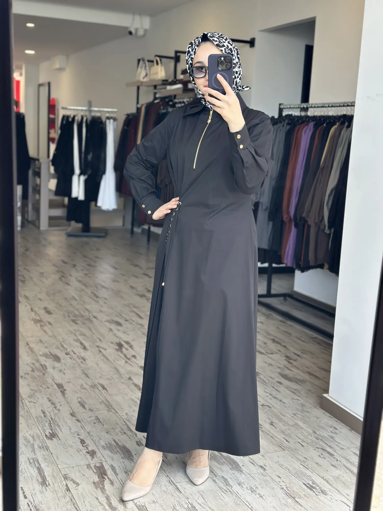 Clande Korsaj Bacık Detaylı Yaka Fermuarlı Poplin Elbise