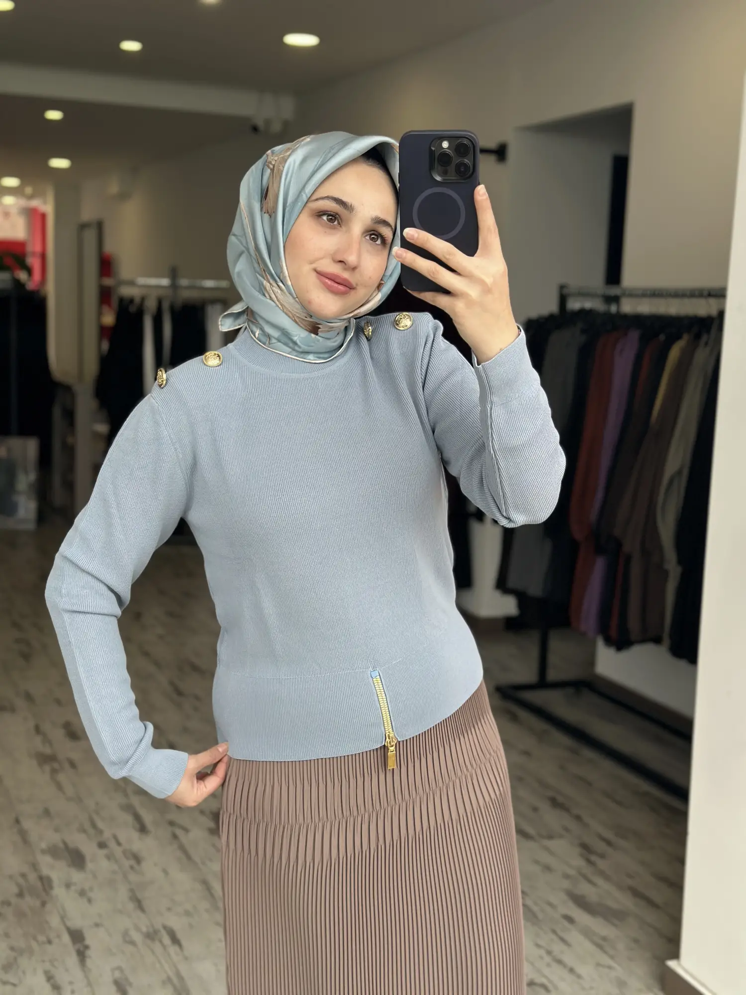 Ghisa Vatkalı Fermuarlı Triko Tunik G4863