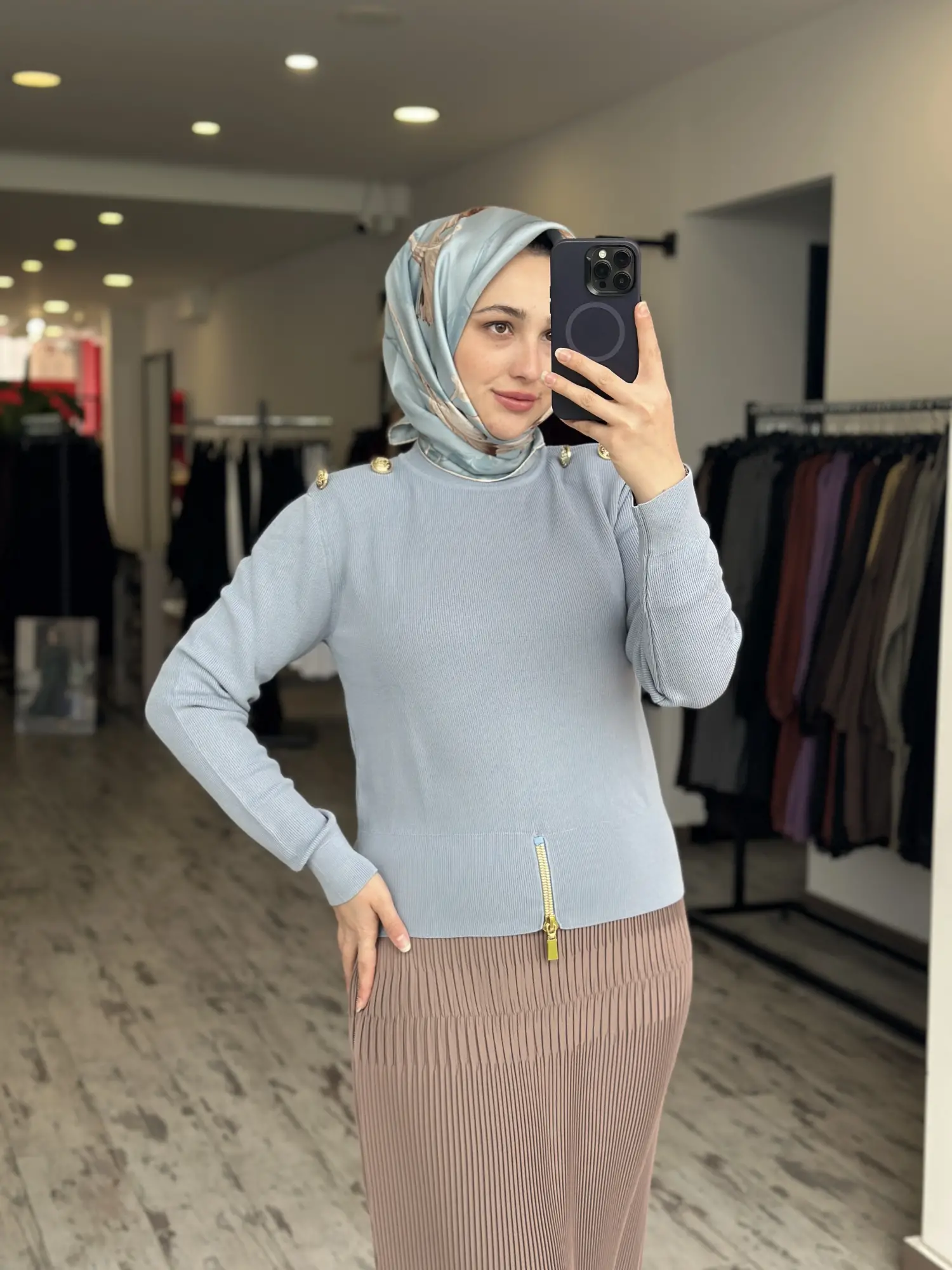 Ghisa Vatkalı Fermuarlı Triko Tunik G4863