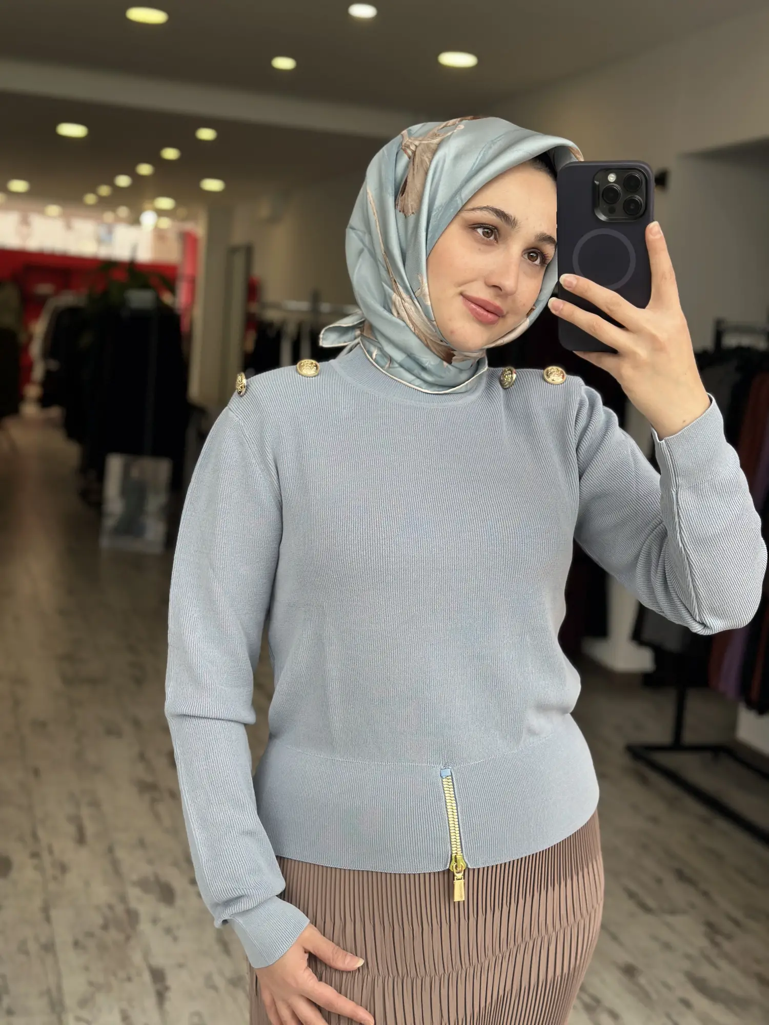 Ghisa Vatkalı Fermuarlı Triko Tunik G4863