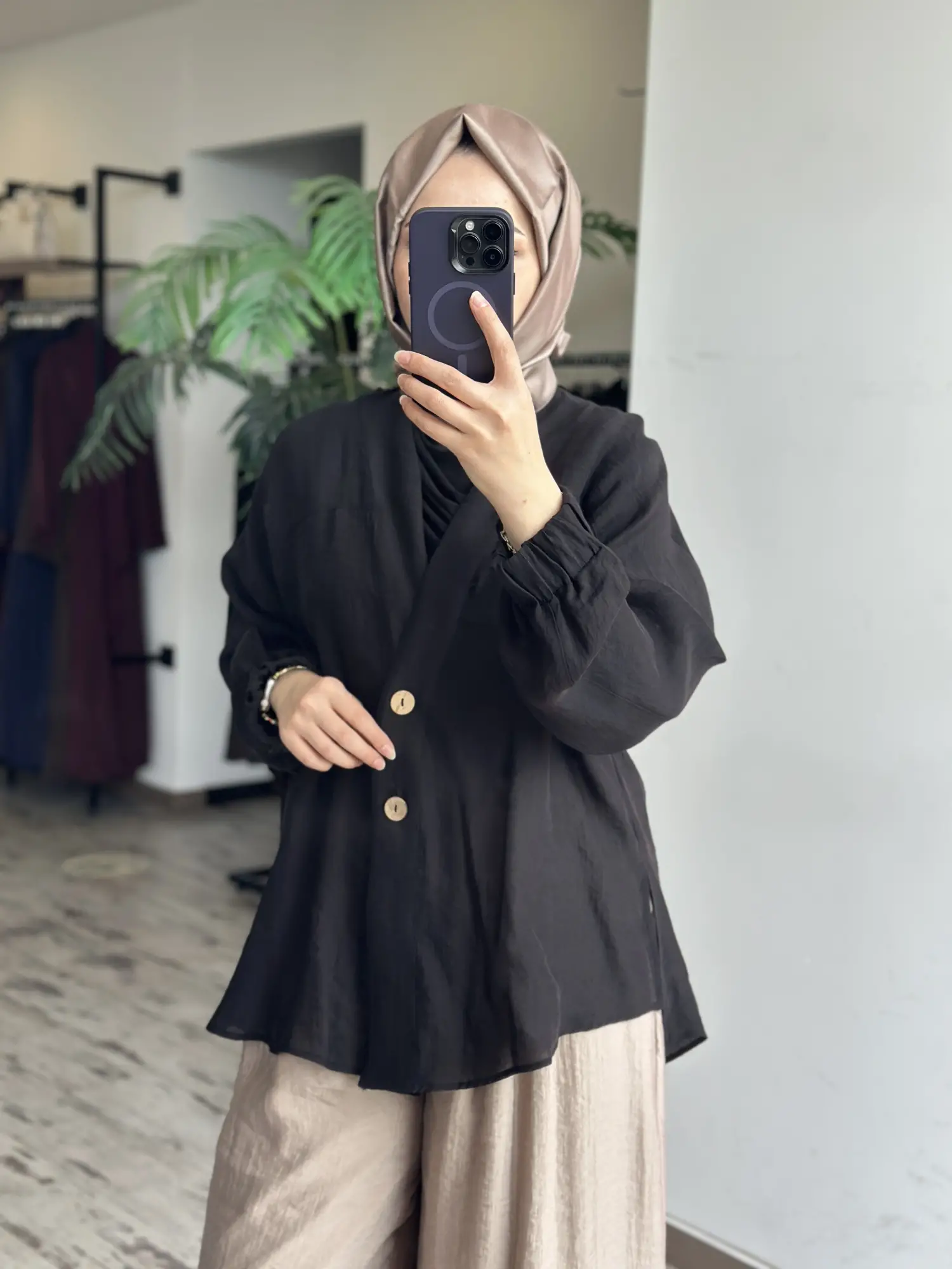 Almarwah Kolları Büzgülü Düğmeli Tencel Ceket 405024