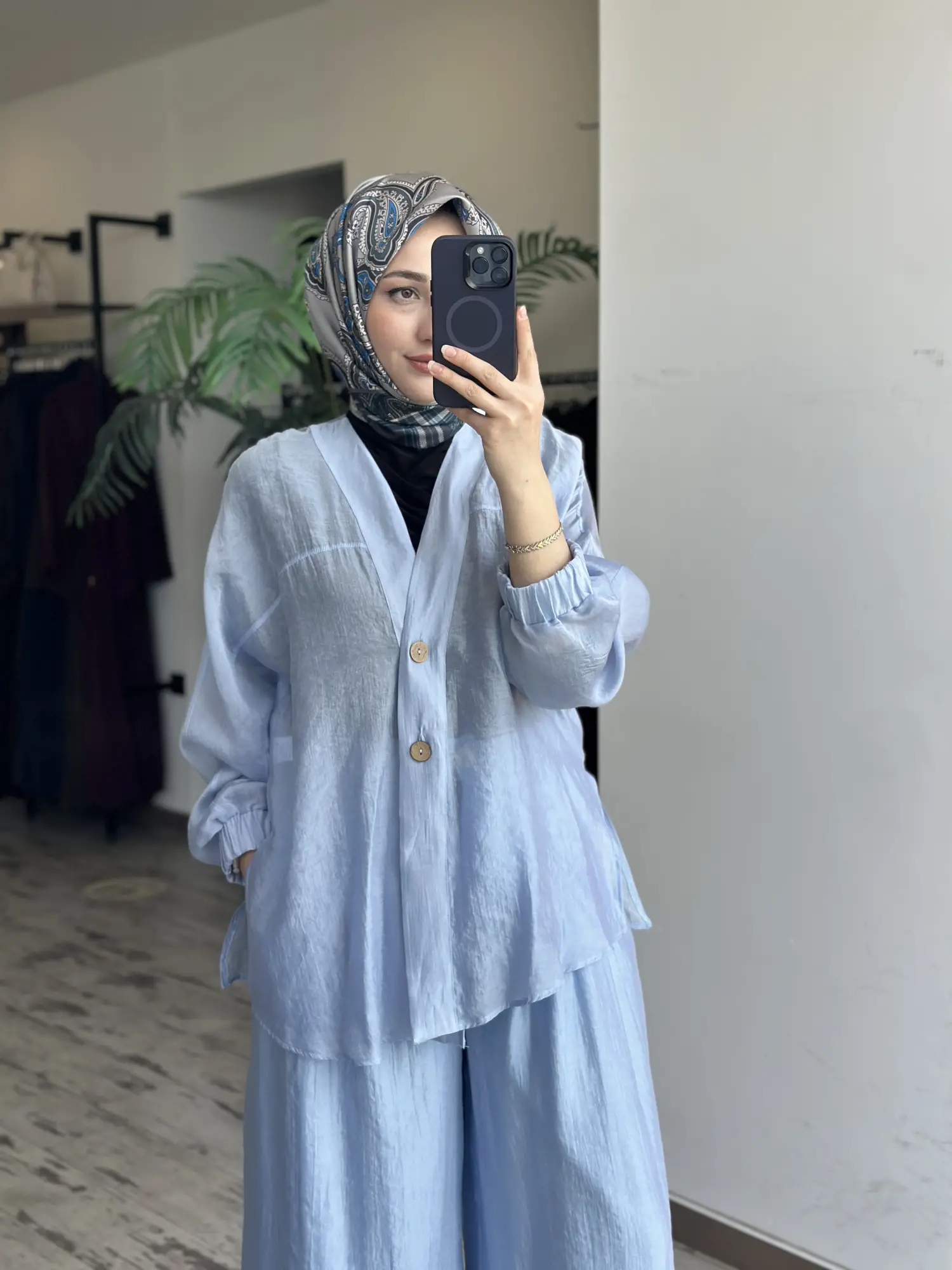 Almarwah Kolları Büzgülü Düğmeli Tencel Ceket 405024
