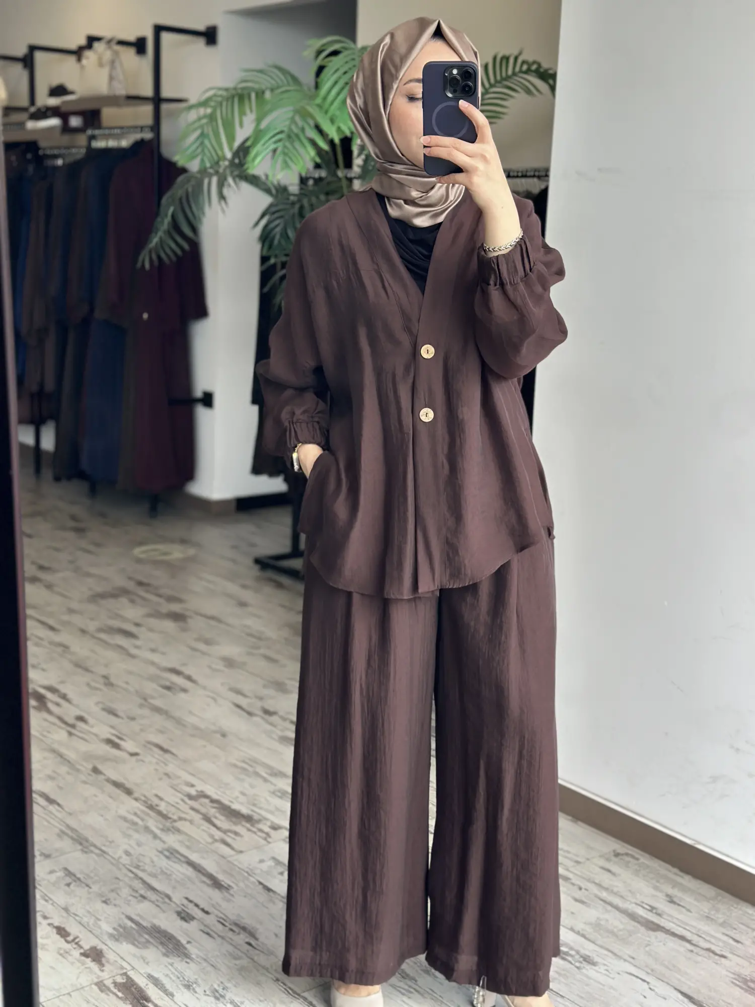 Almarwah Kolları Büzgülü Düğmeli Tencel Ceket 405024