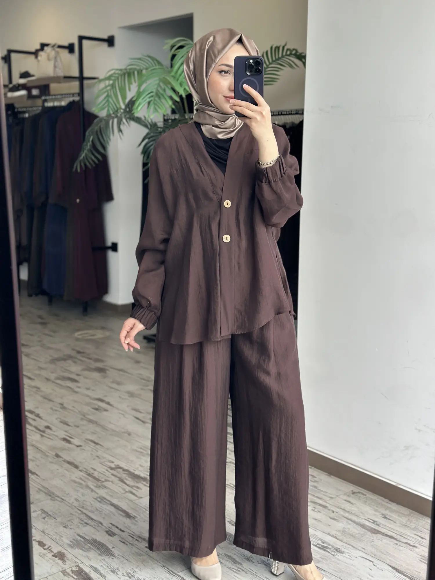 Almarwah Kolları Büzgülü Düğmeli Tencel Ceket 405024