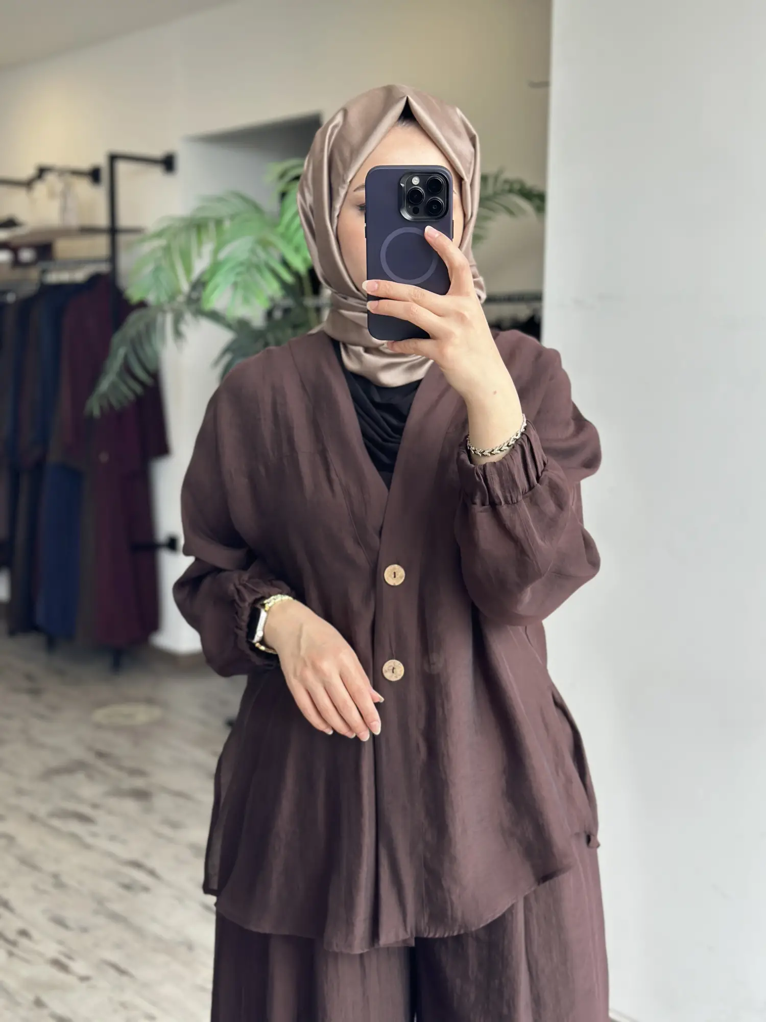 Almarwah Kolları Büzgülü Düğmeli Tencel Ceket 405024