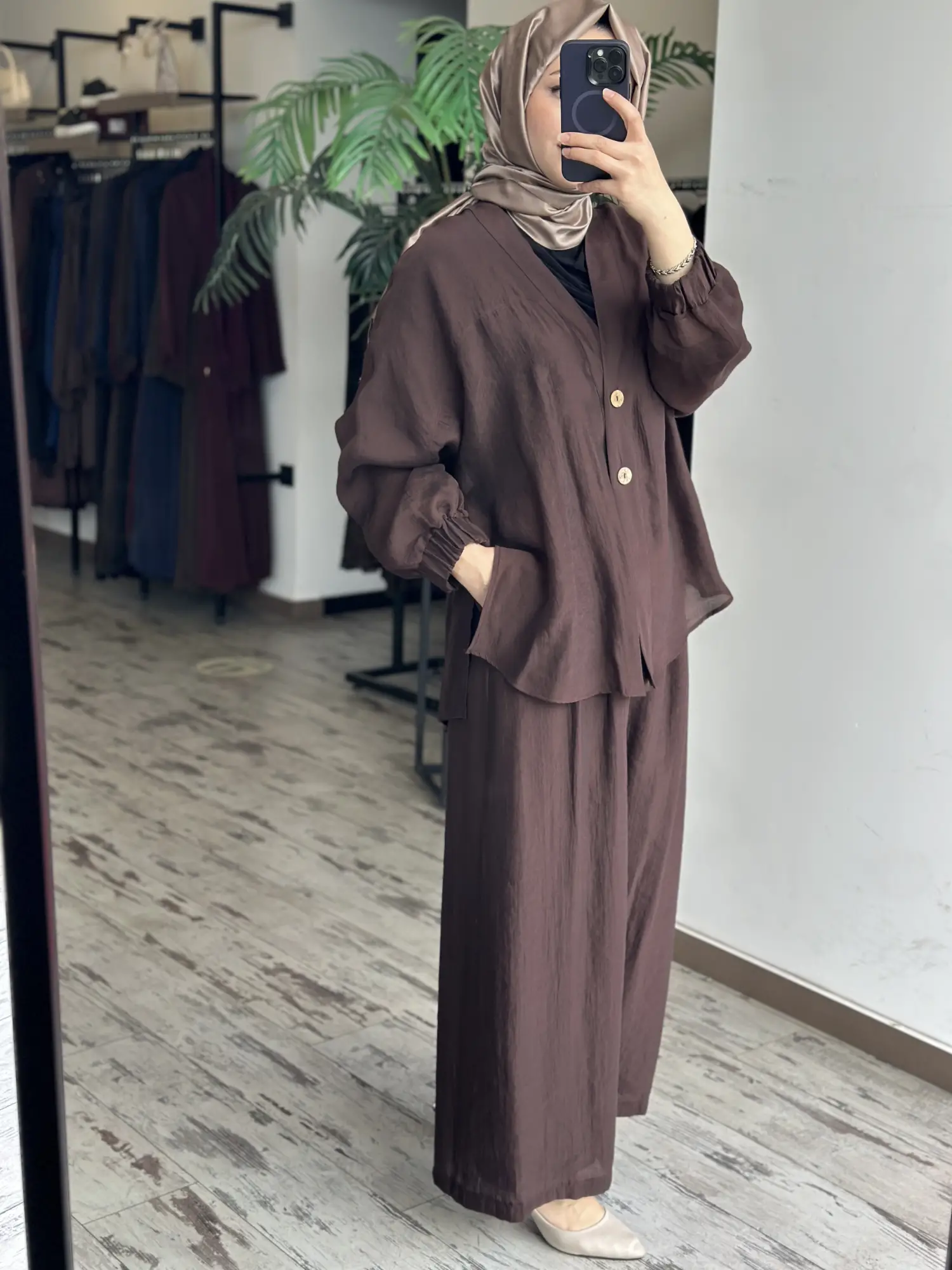 Almarwah Kolları Büzgülü Düğmeli Tencel Ceket 405024