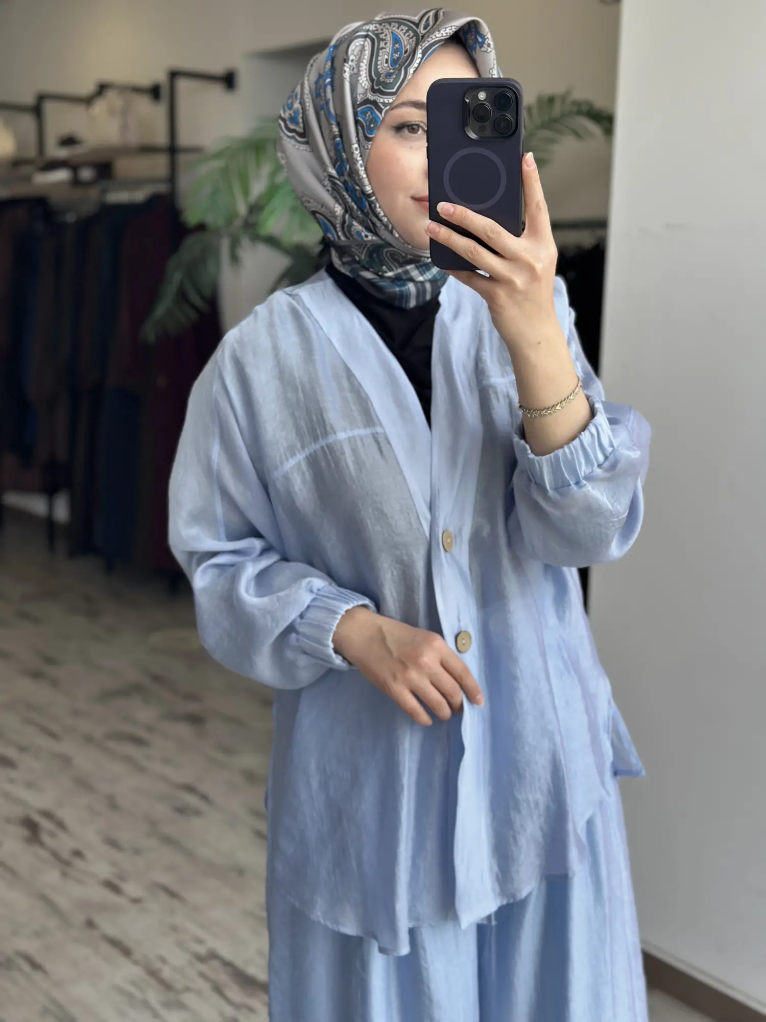Almarwah Kolları Büzgülü Düğmeli Tencel Ceket 405024