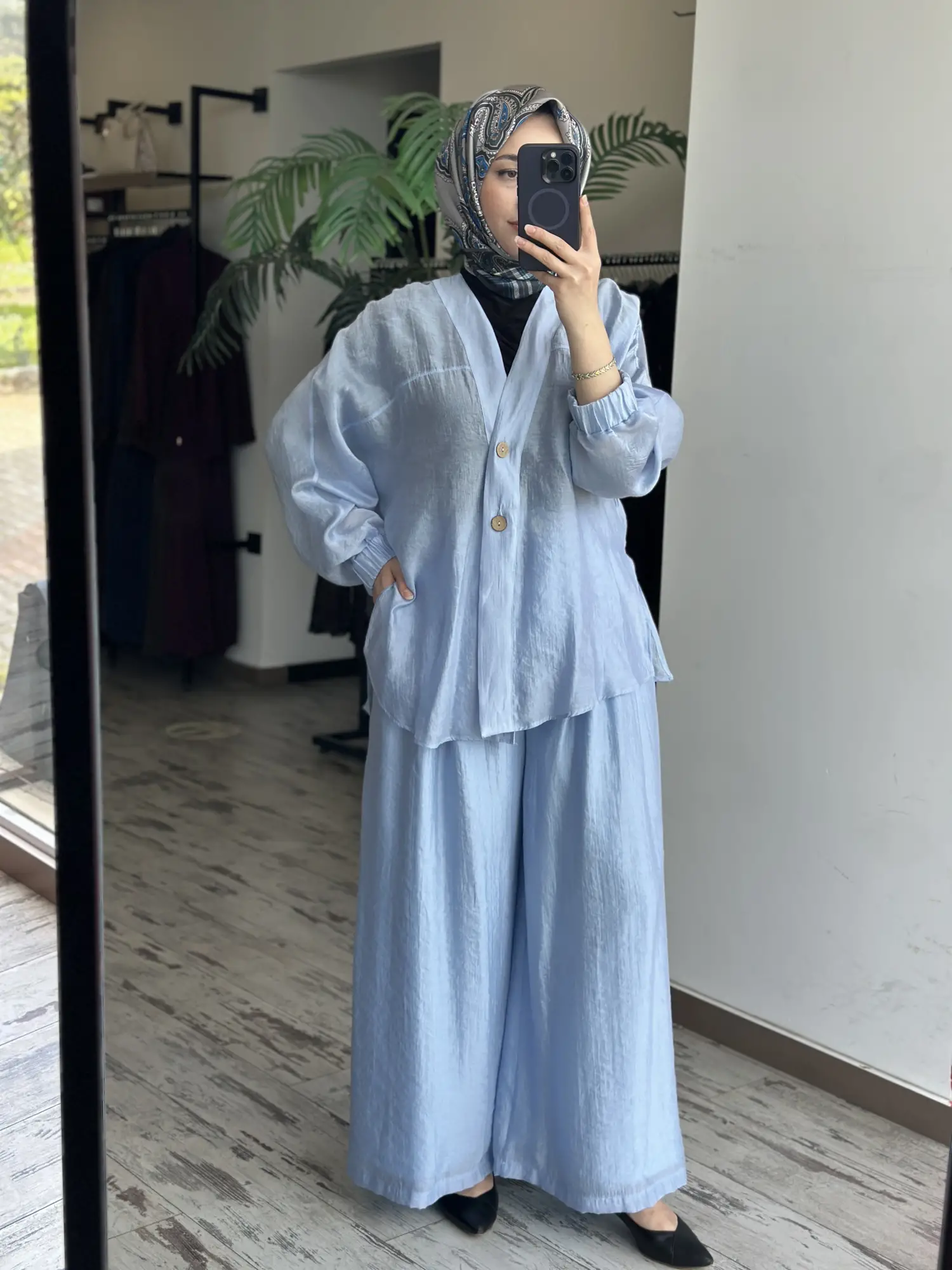 Almarwah Kolları Büzgülü Düğmeli Tencel Ceket 405024
