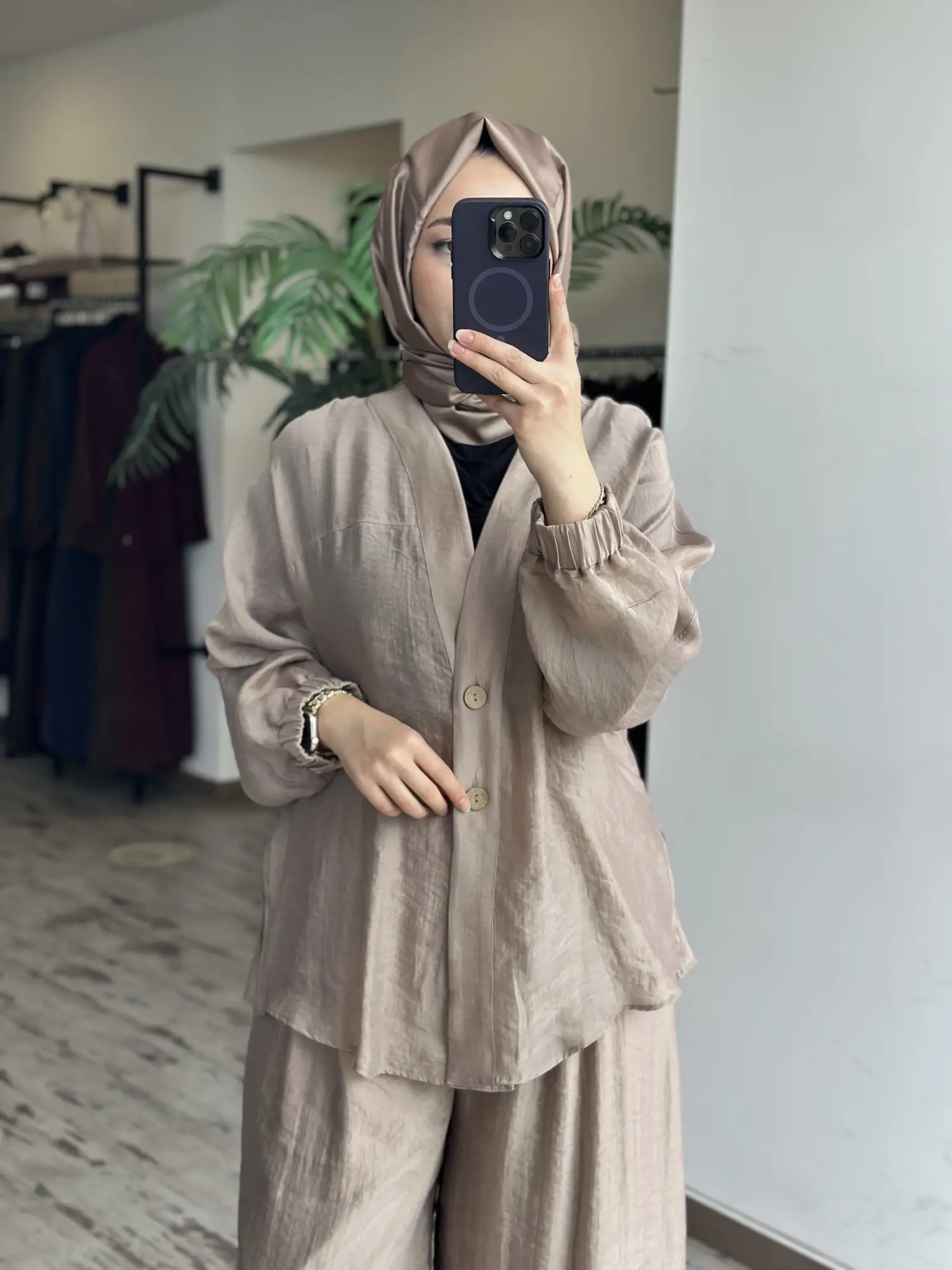 Almarwah Kolları Büzgülü Düğmeli Tencel Ceket 405024